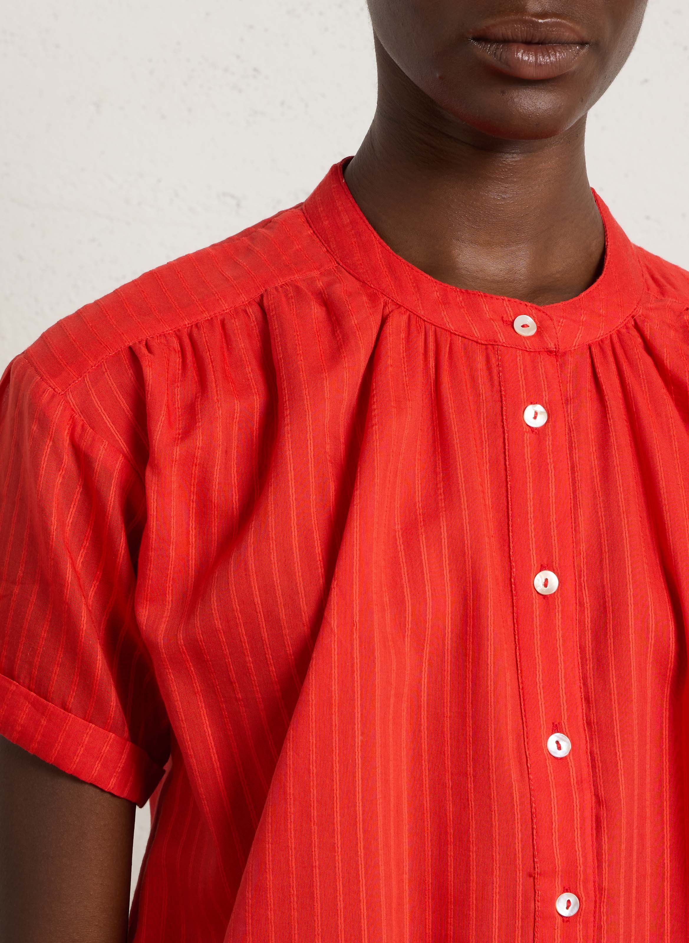 Chemise col rond en coton mélangé MAISON 123 Orange