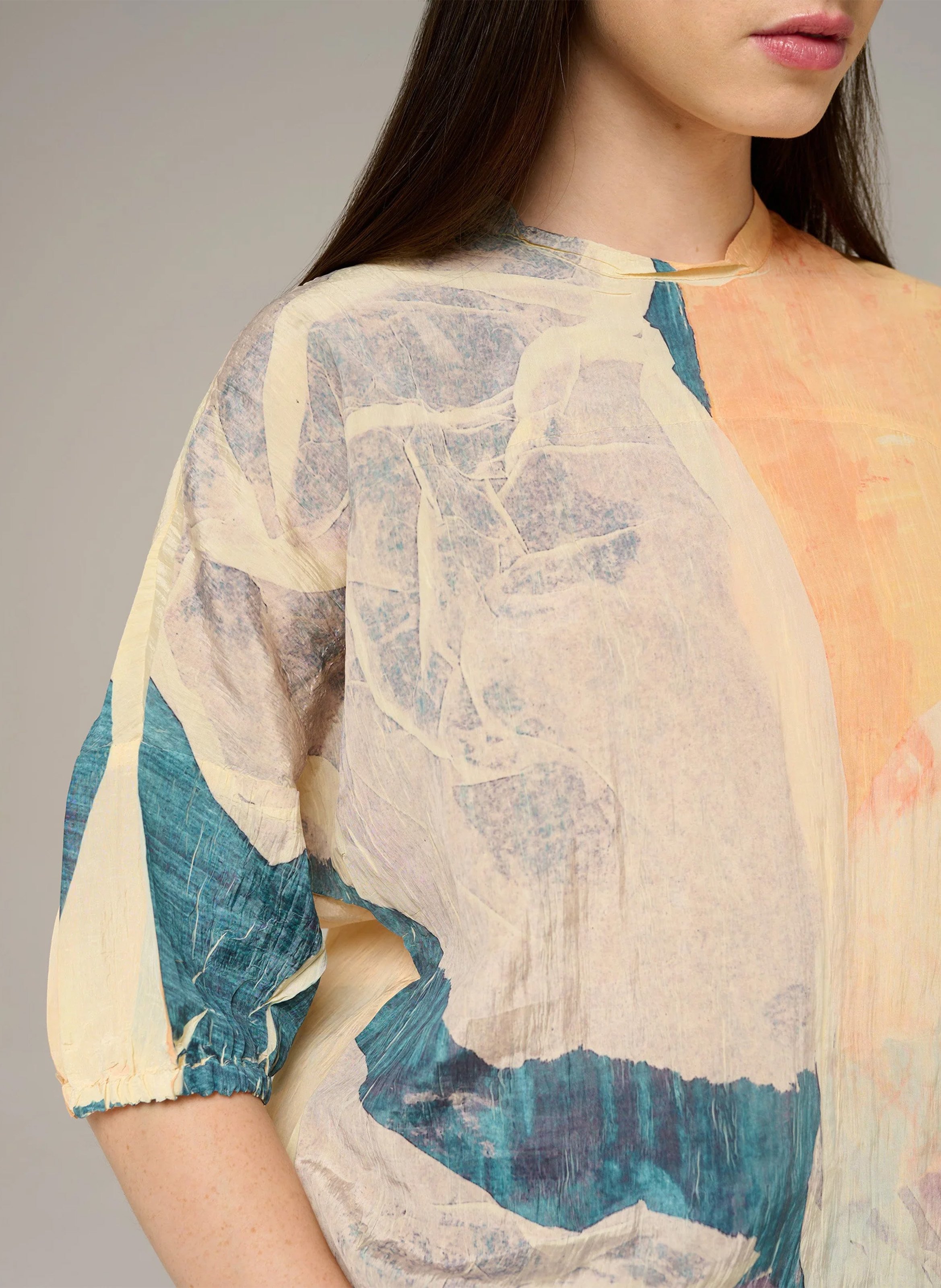 Blouse oversize col rond imprimée COTELAC ACOTE Multicolore