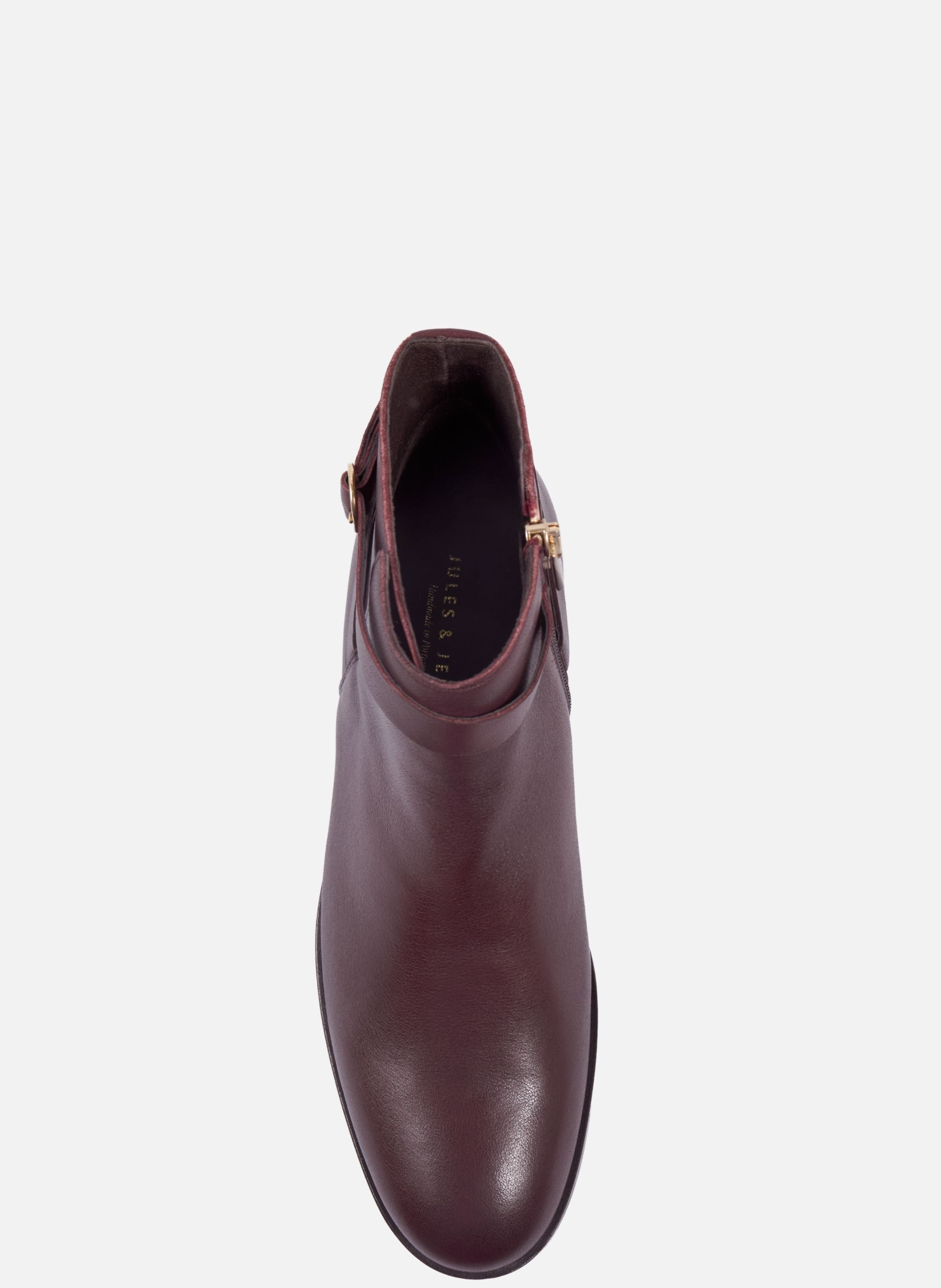 Flat leather riding Mid-calf boots JULES & JENN Red