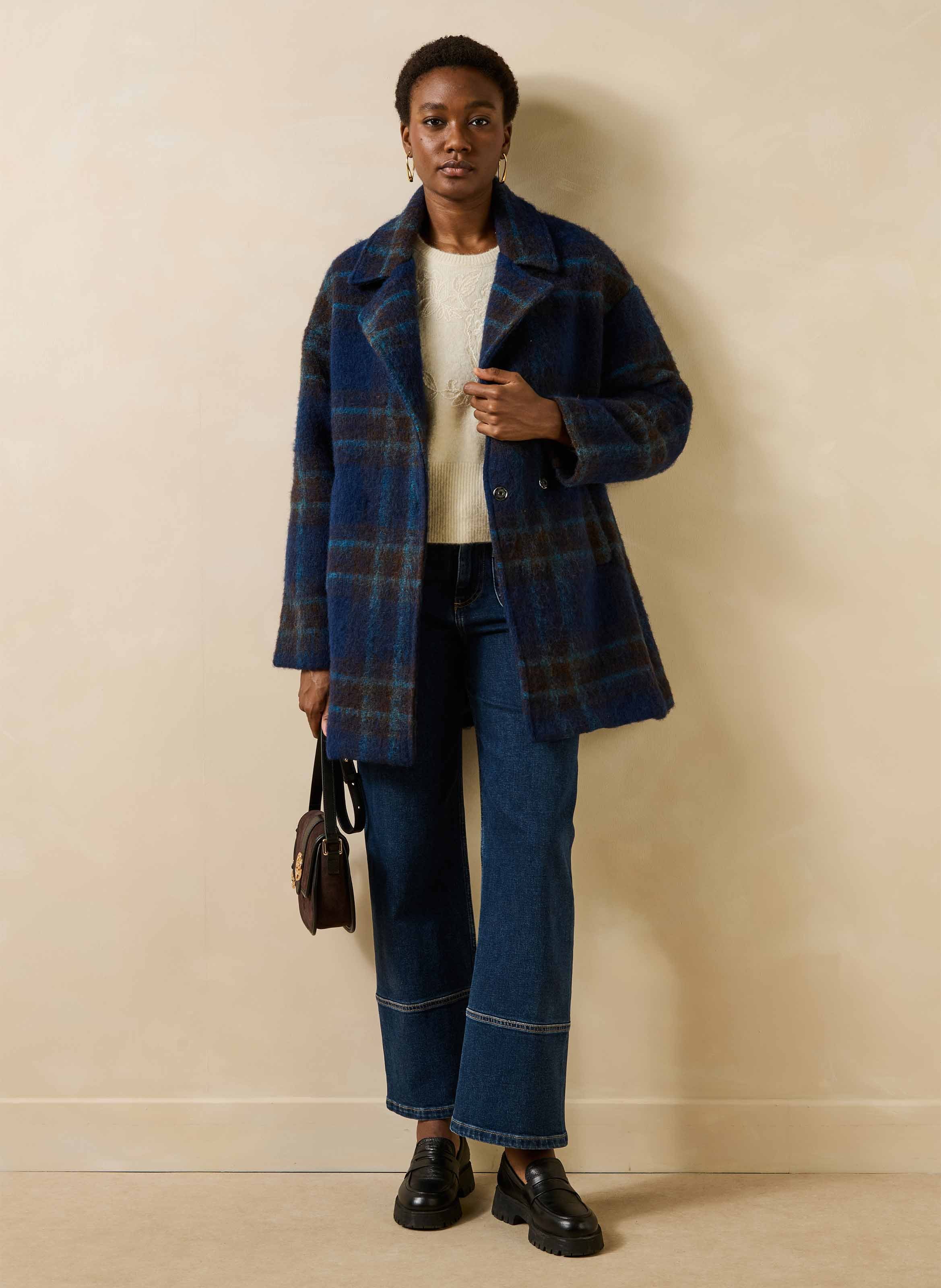 Manteau oversize en laine mélangée LA FEE MARABOUTEE Bleu