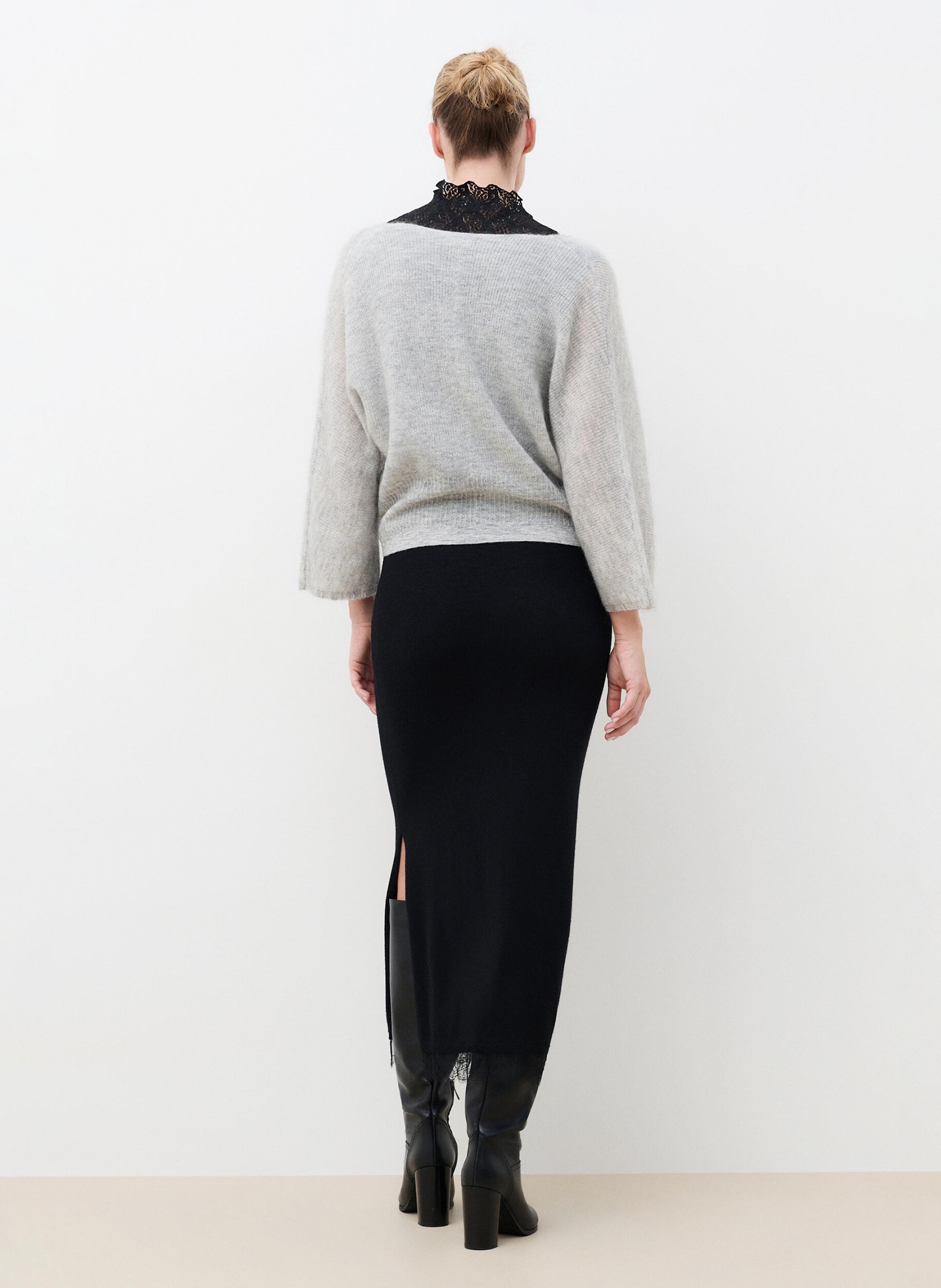 V-hals vest in effen gemengde wol CAROLL Grijs