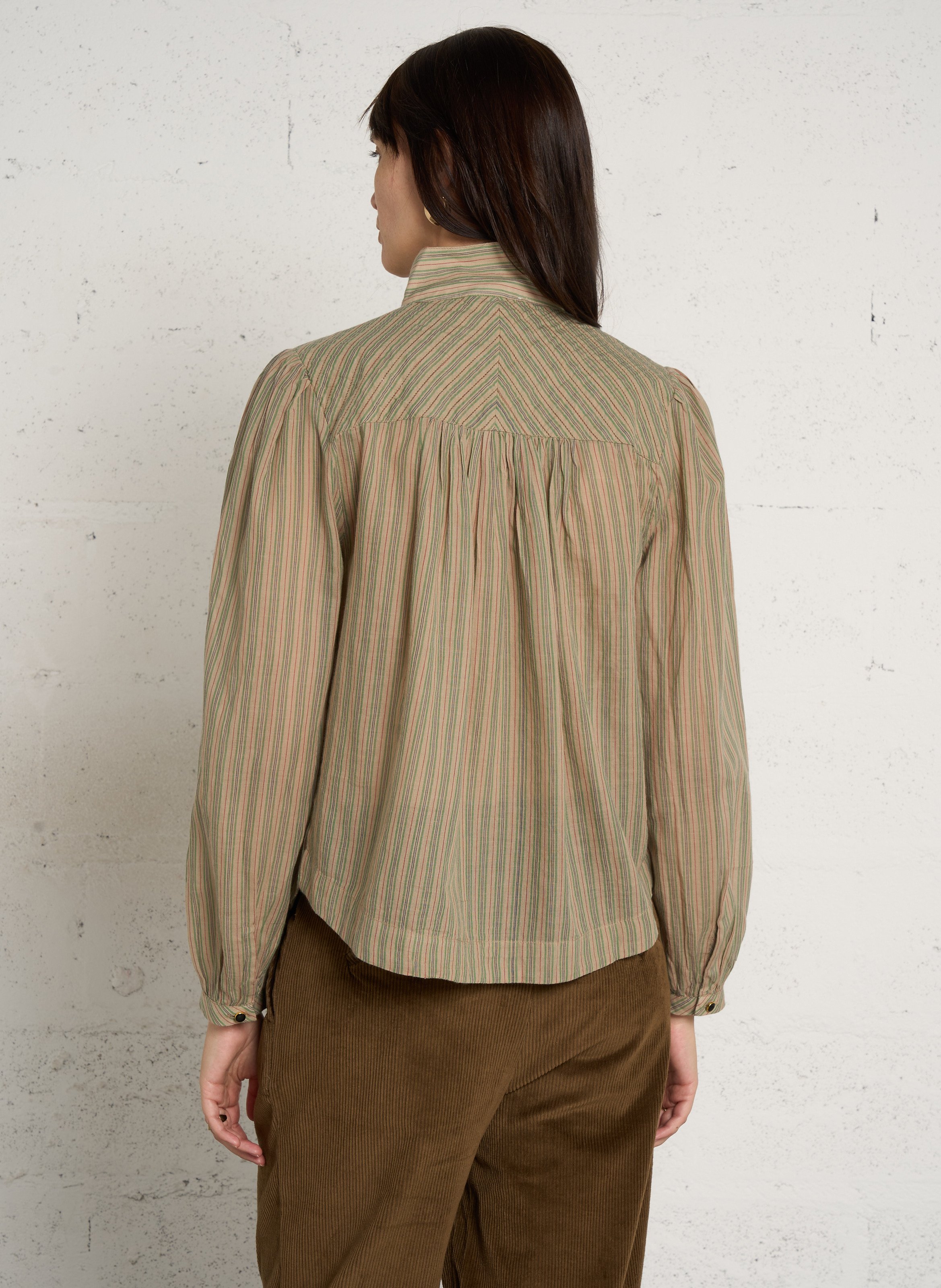 Gestreepte biologisch katoenen blouse LEON & HARPER Groen
