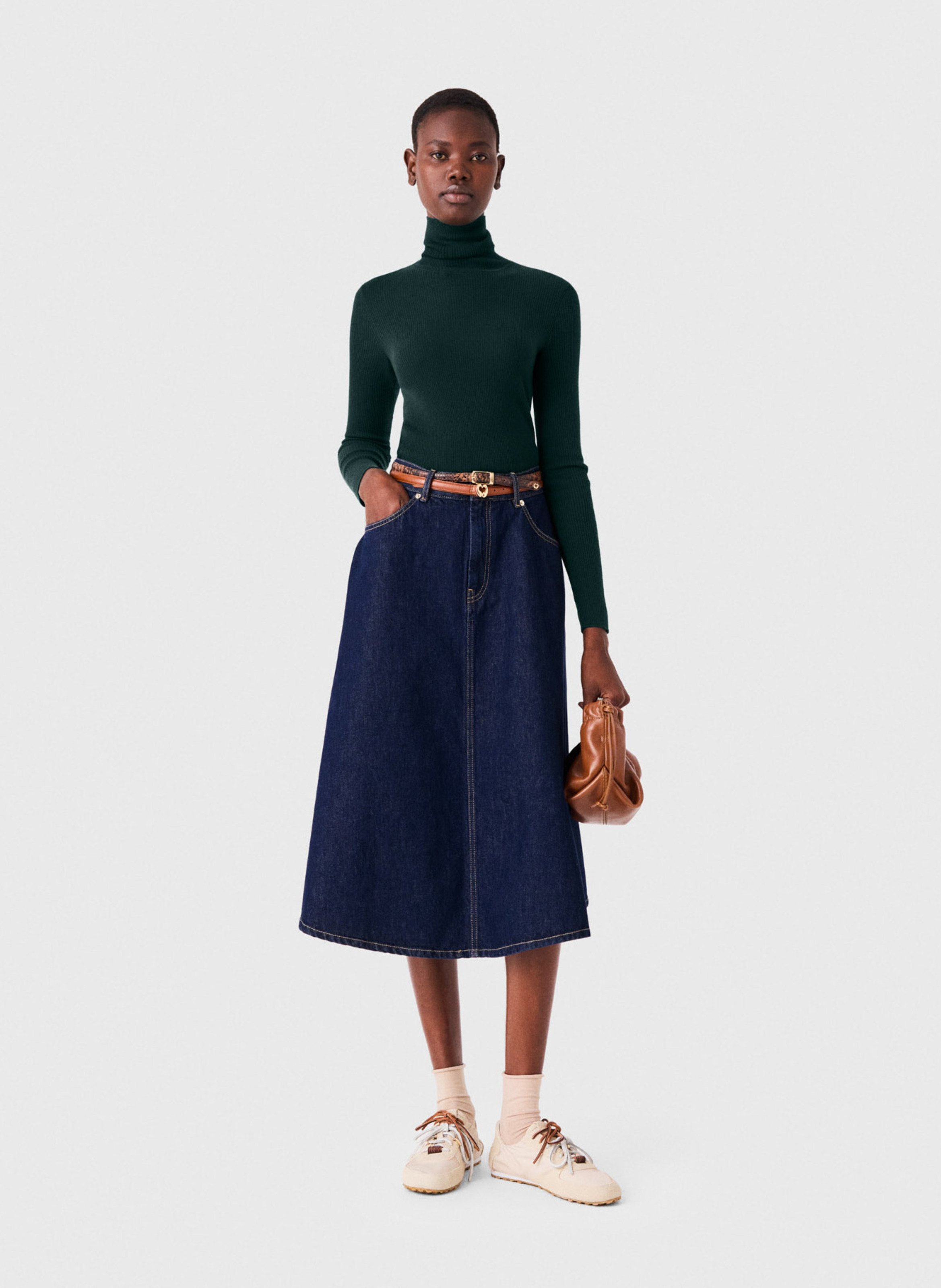 Fitted wool and silk sweater MAJE Green