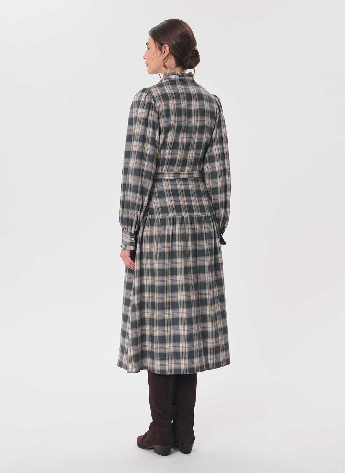 Robe midi à carreaux en coton mélangé TARA JARMON Vert