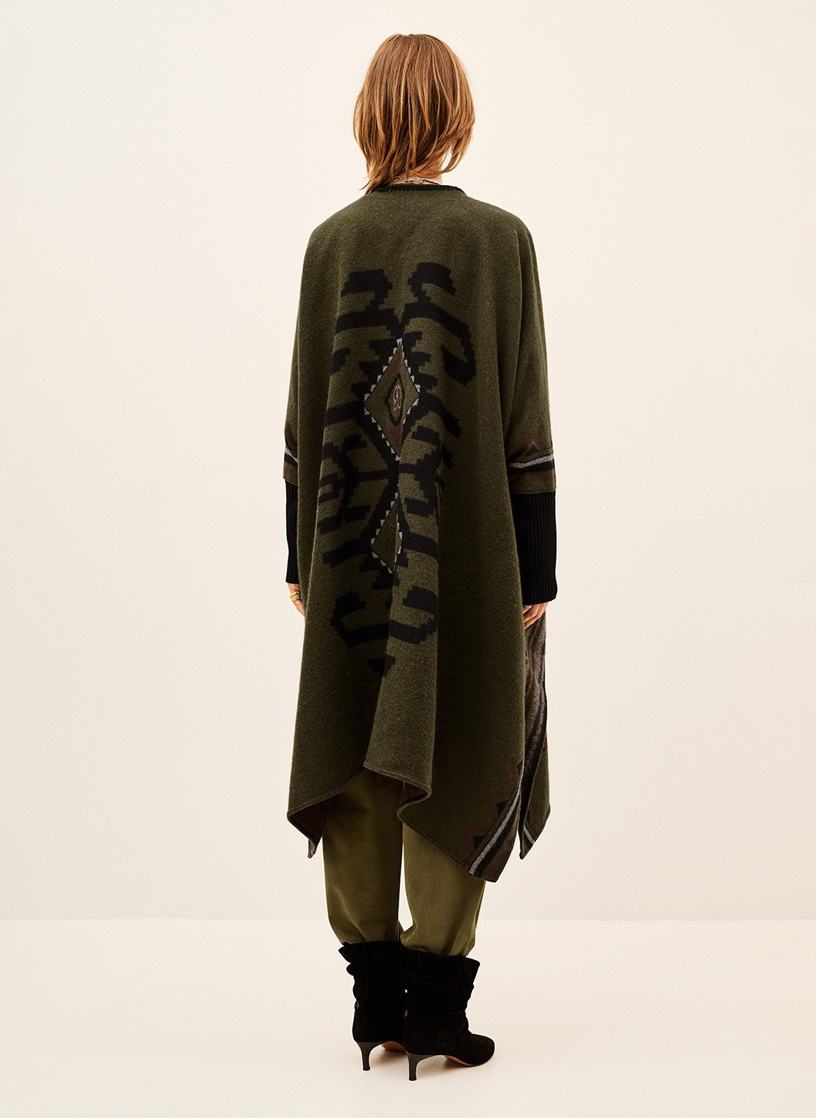 Poncho ample manches longues BA&SH Kaki