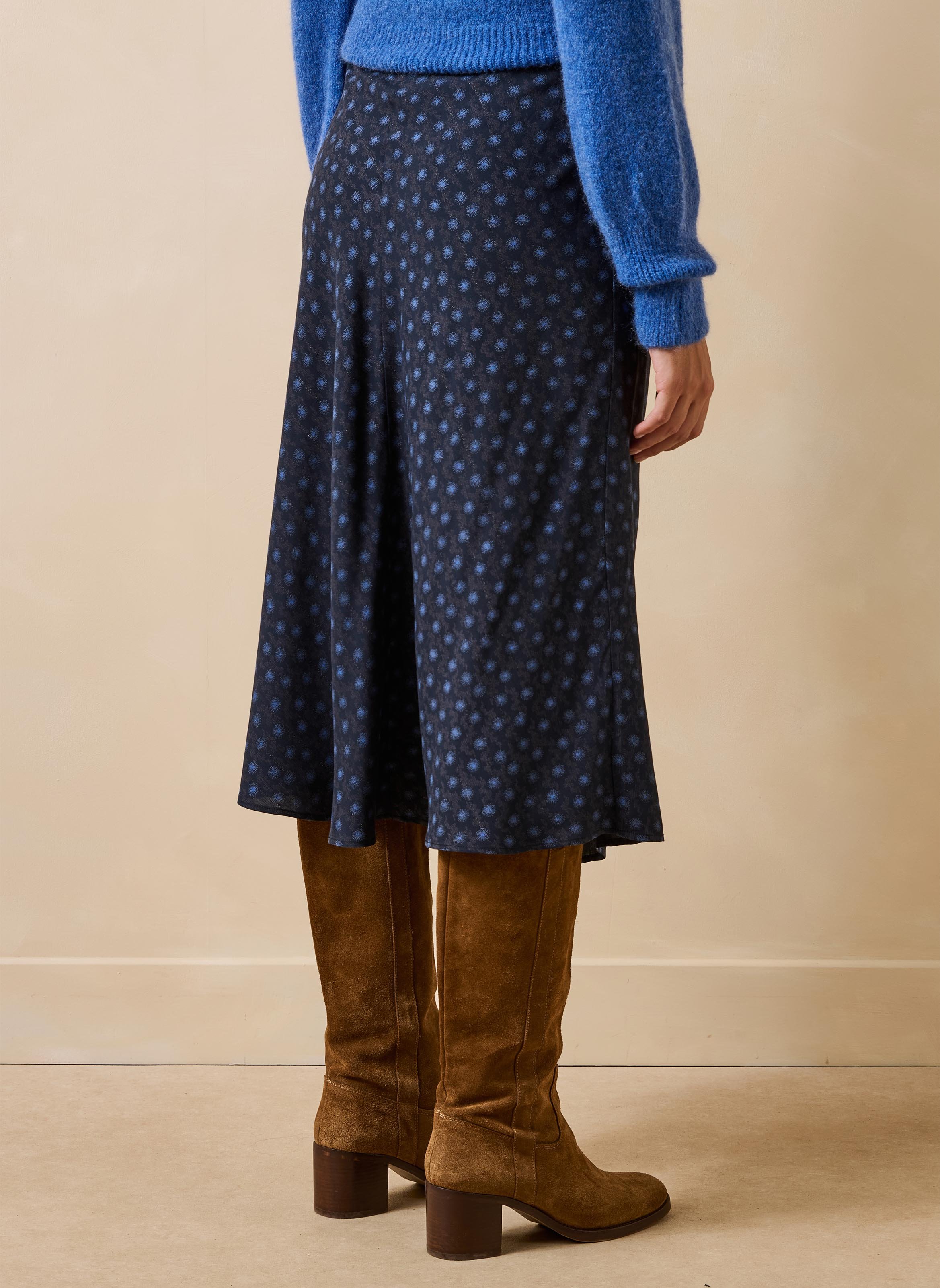 Graphic print midi trapeze skirt LA FEE MARABOUTEE Blue