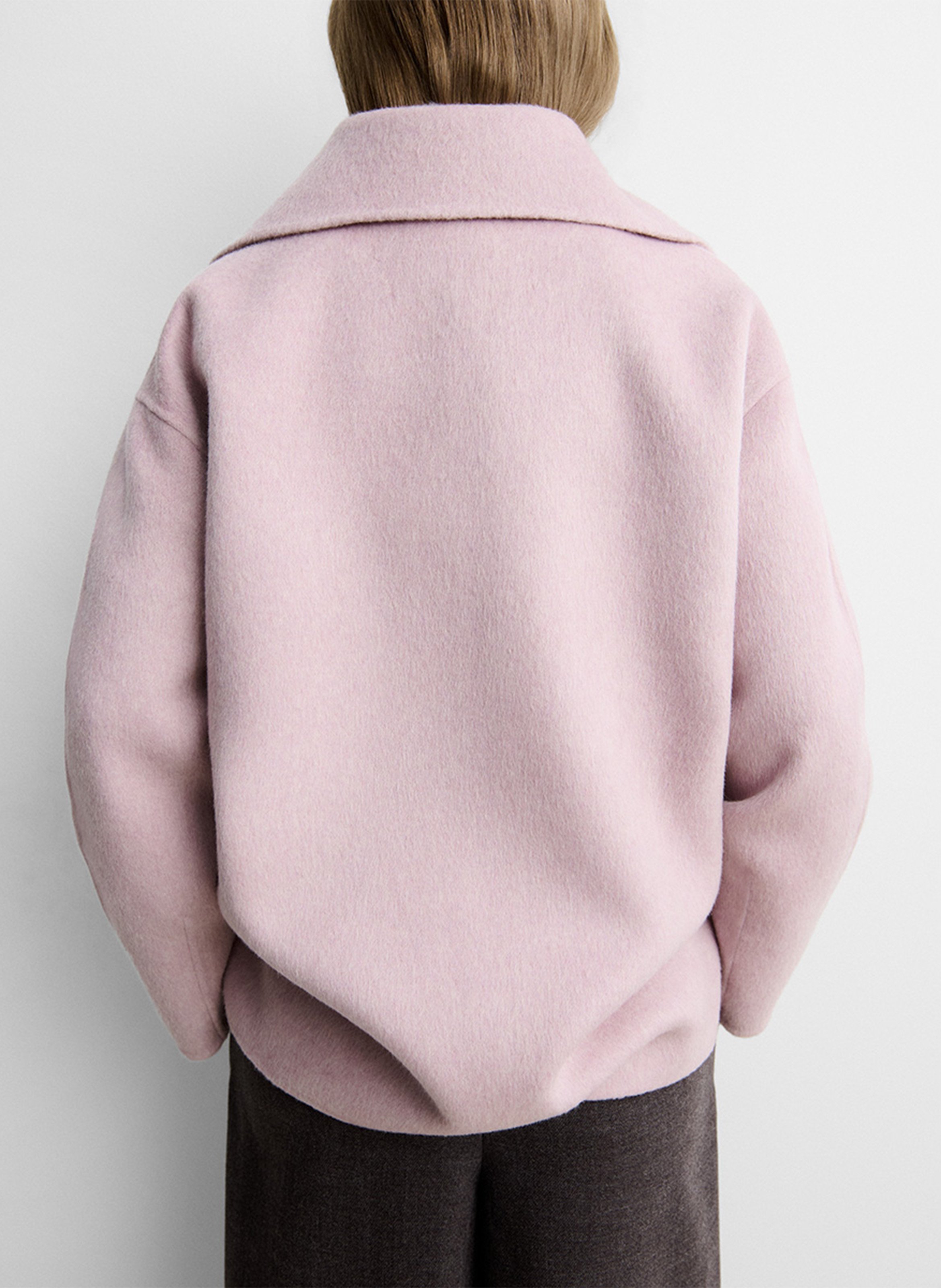Manteau boutonné uni en laine mélangée SIMORRA Rose