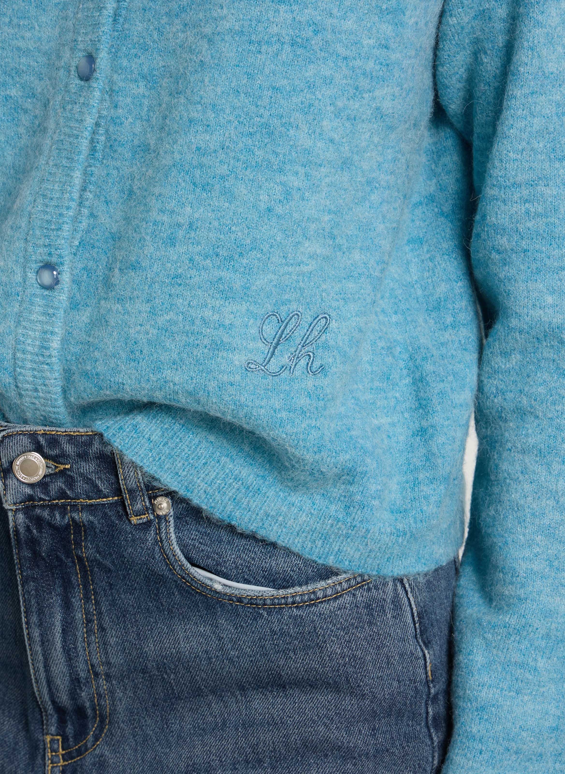Short buttoned sleeveless cardigan LEON & HARPER Blue