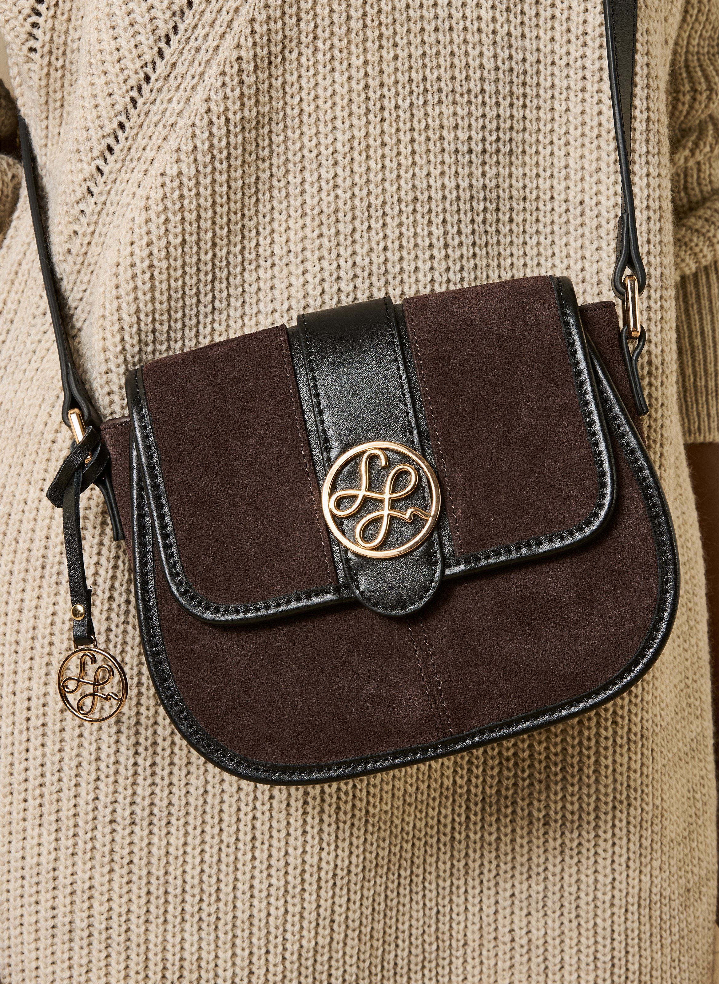 Leather shoulder bag LA FEE MARABOUTEE Brown
