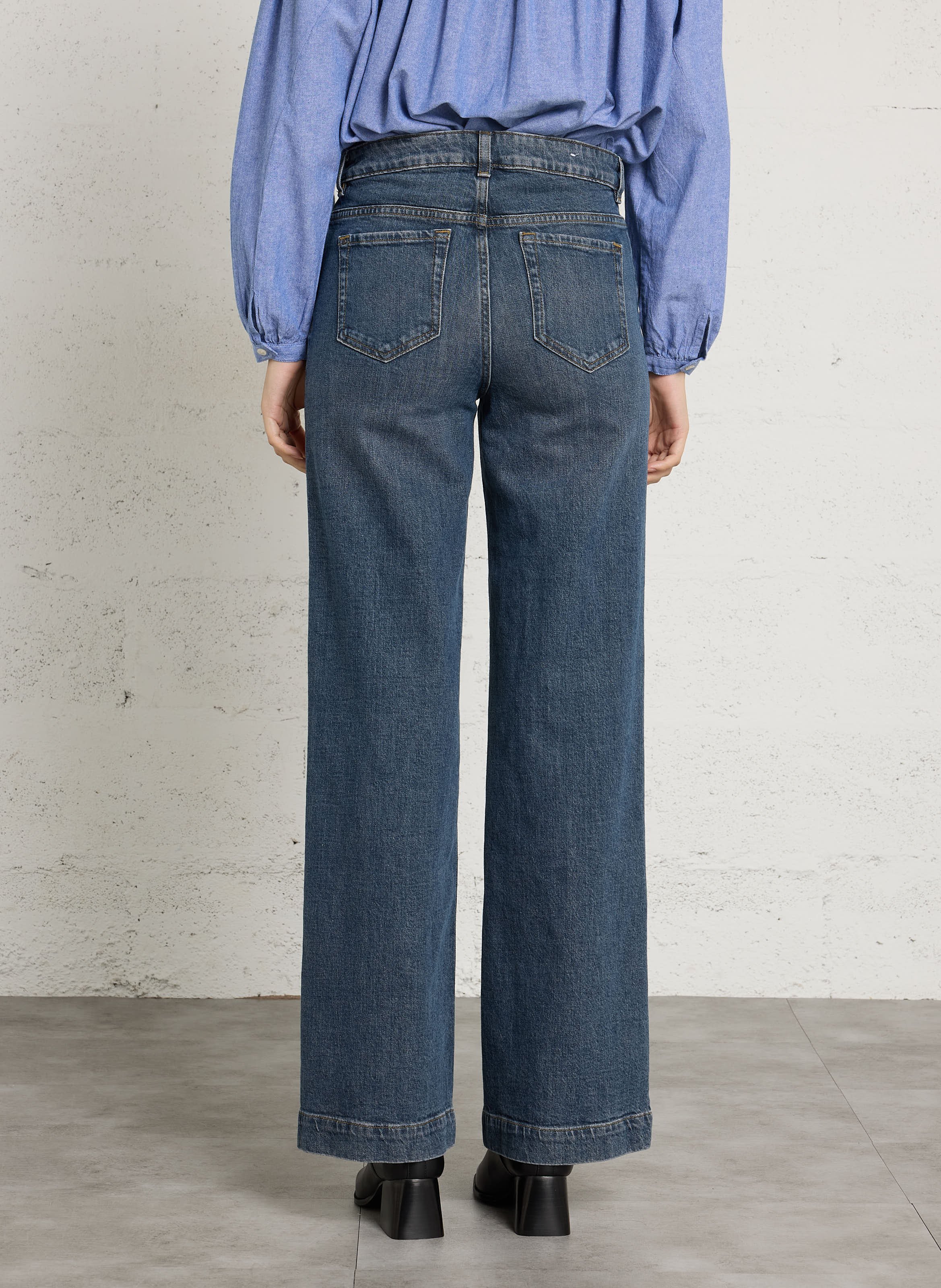 Wide-leg cotton-blend jeans MAISON 123 Blue