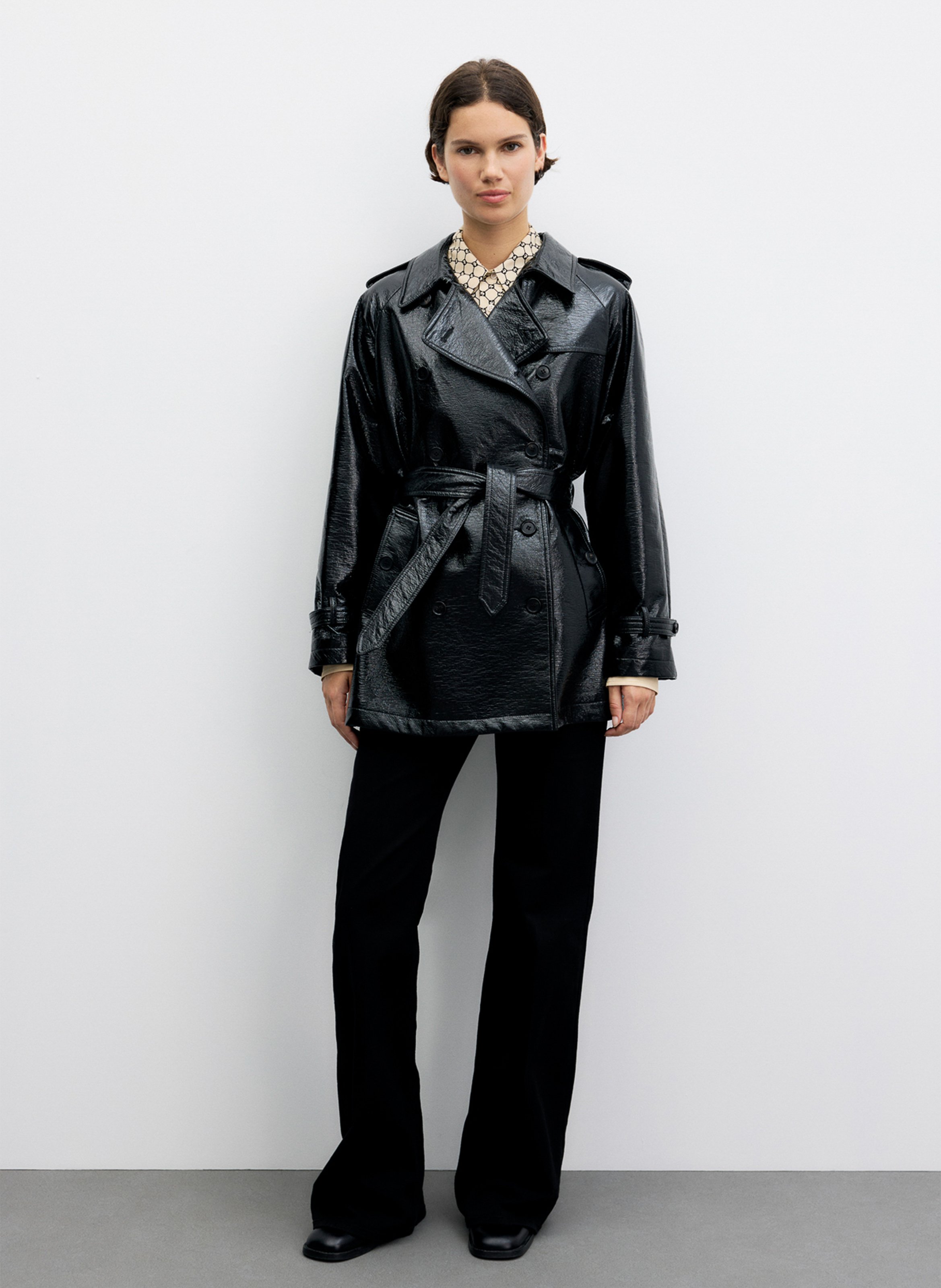 Cotton-blend trench with tailored collar GERARD DAREL Black