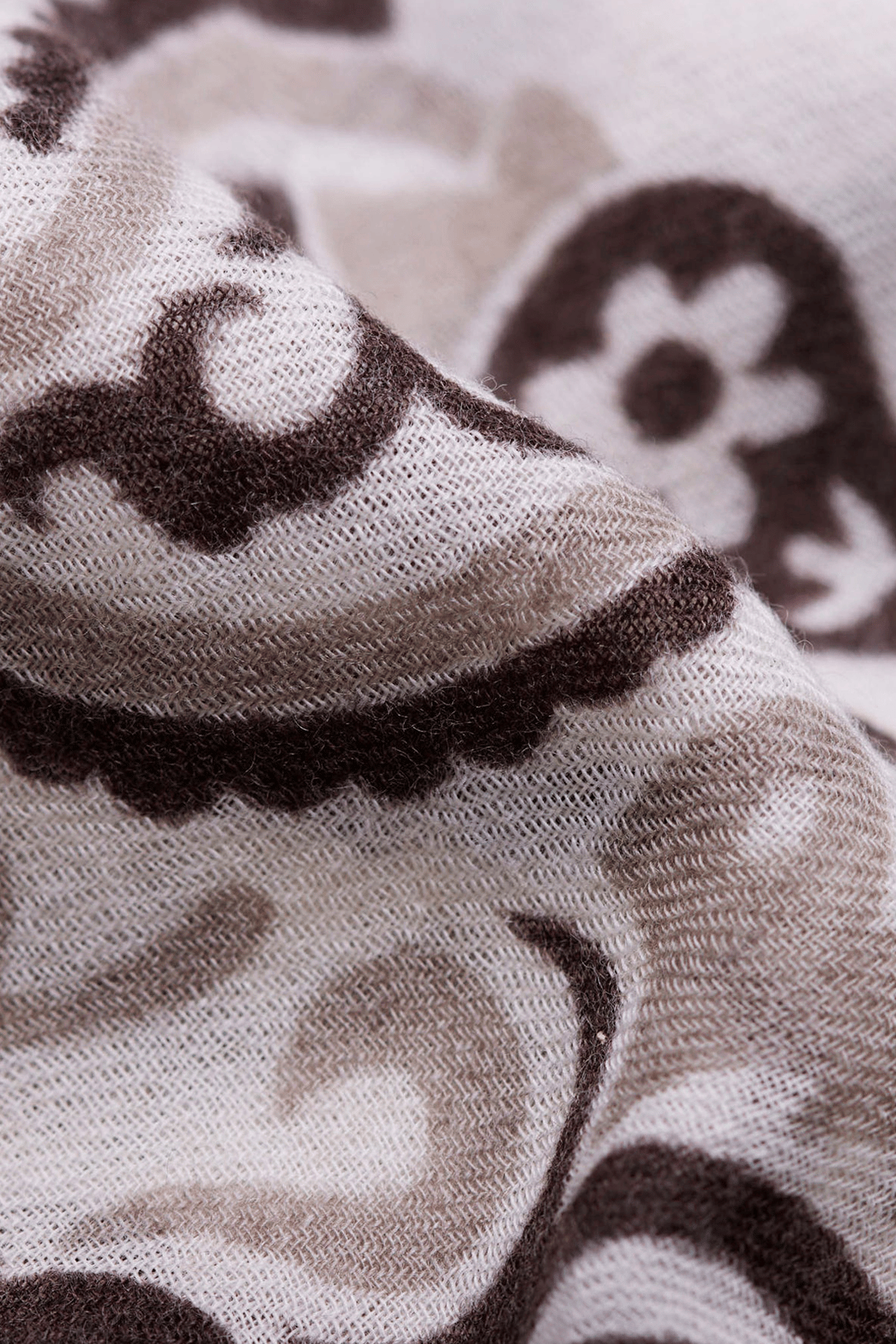 Printed wool and cashmere scarf MAISON LECOMTE FLAMENT Beige