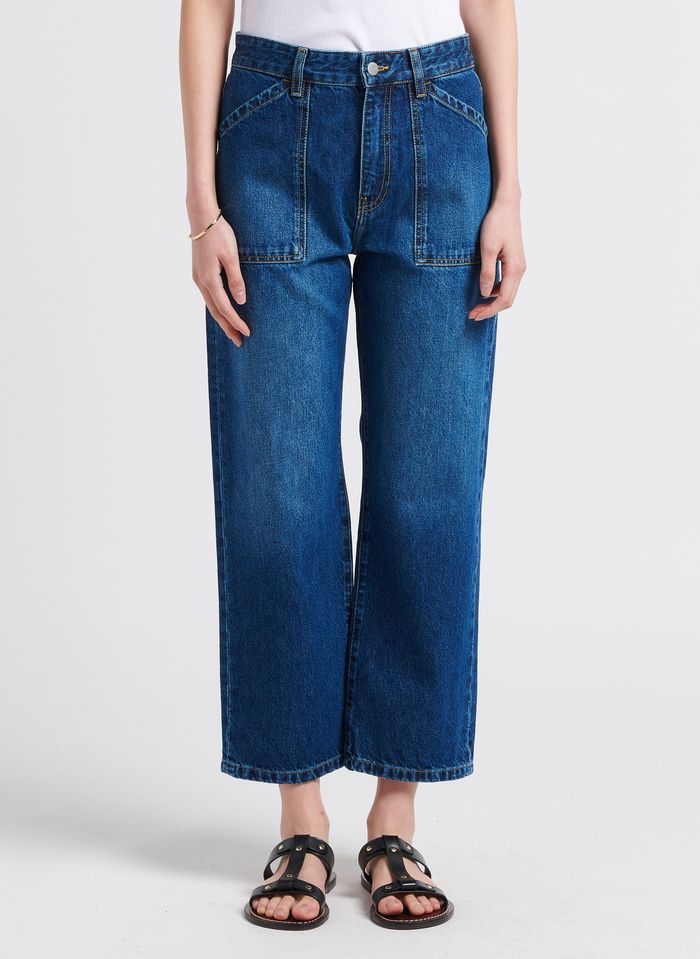 Straight-leg Cotton Jeans H Brushed Acquaverde - Women | Place des ...
