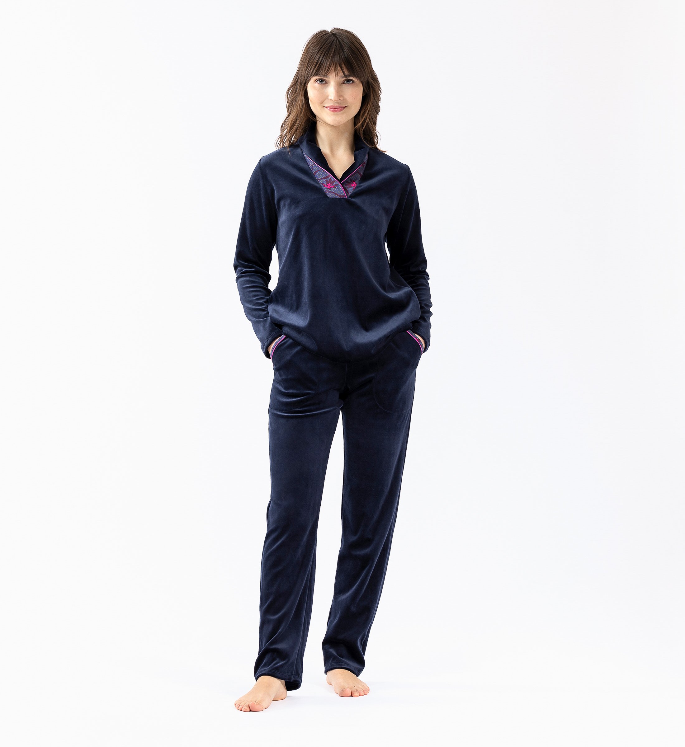 Pyjama En Velours Alba 612 Marine Le Chat Femme Place des