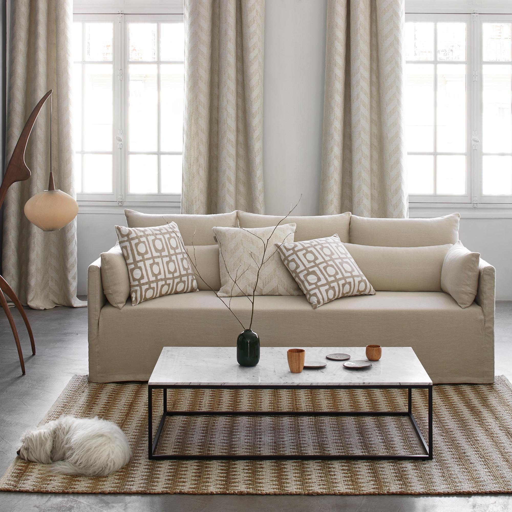 TOBIAS - Linen curtain with eyelets MADURA Beige