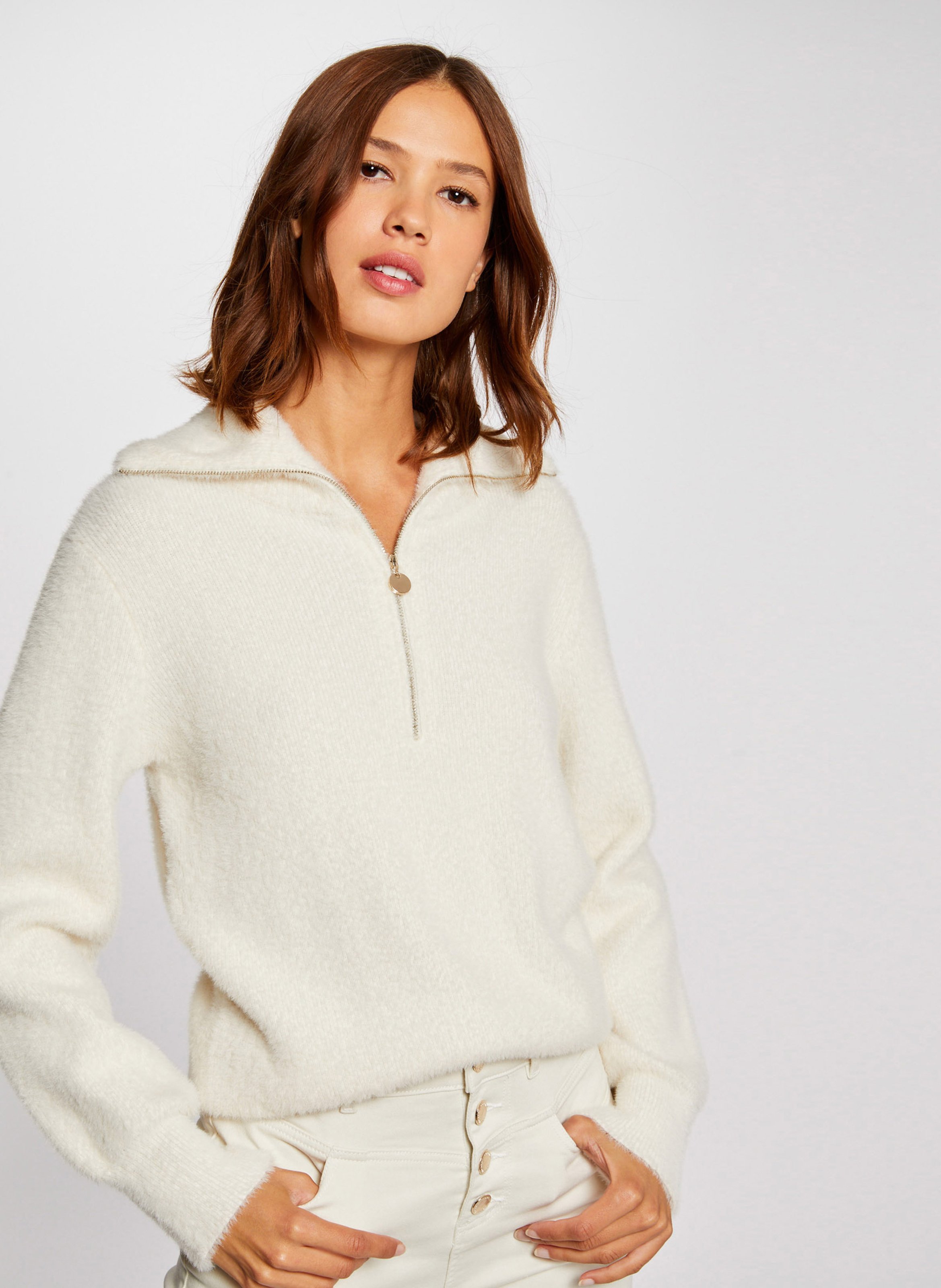 Pull col à revers MORGAN Beige