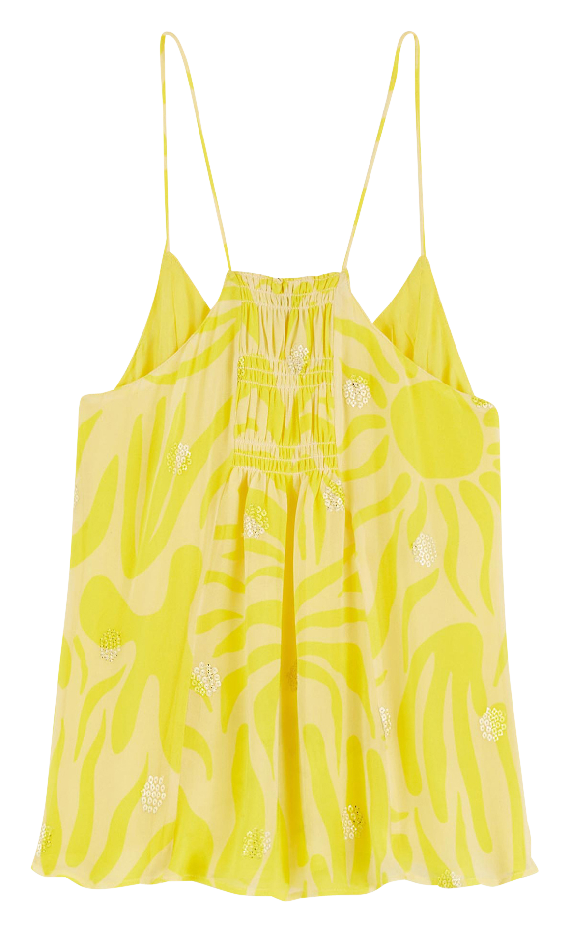 Sleeveless embroidered printed top WILD Yellow