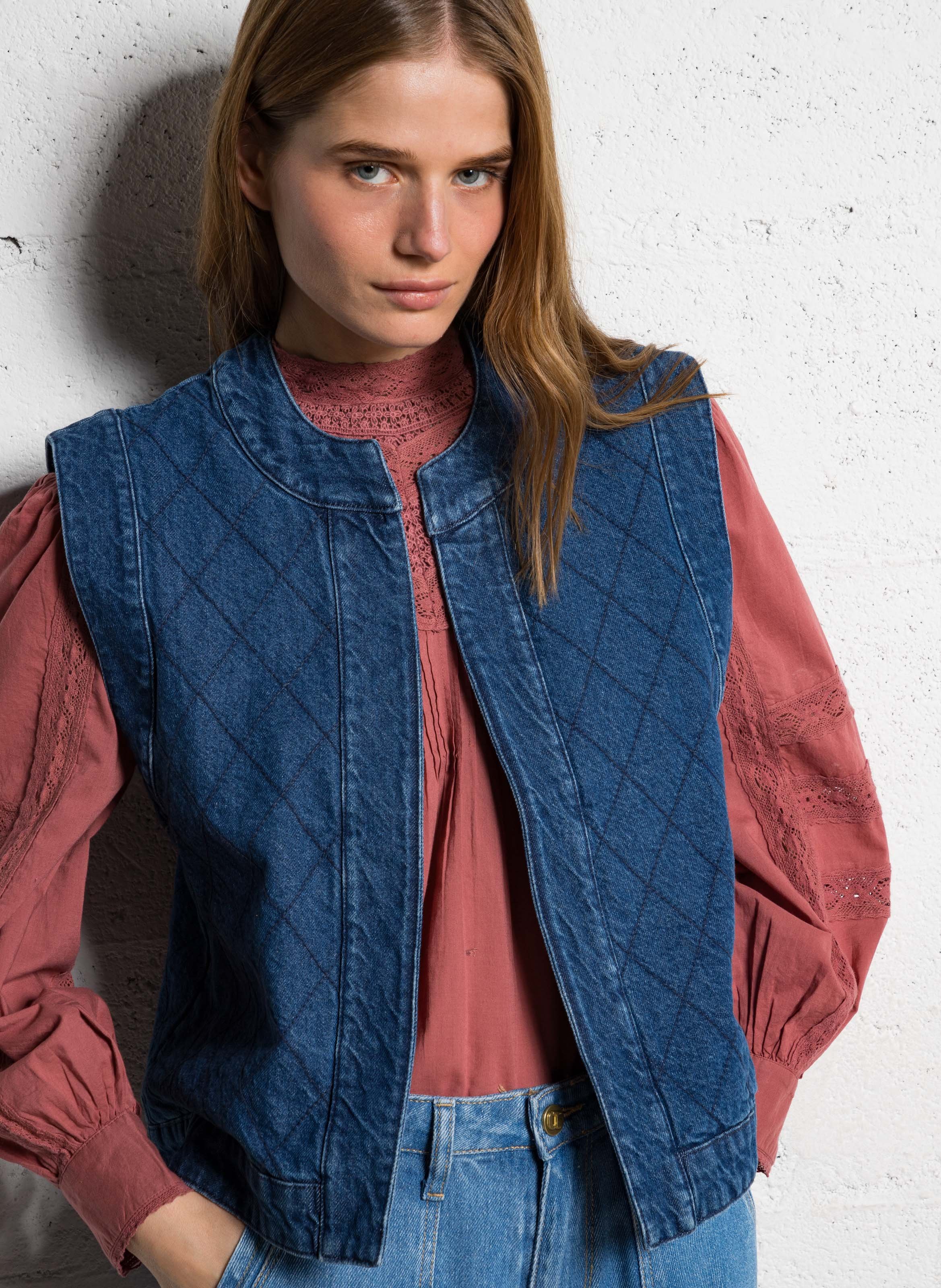 Sleeveless denim cotton jacket I CODE Blue