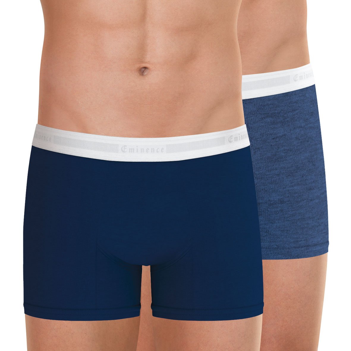 Set of 2 men's organic cotton tailor boxers by Eminence.  Bleu