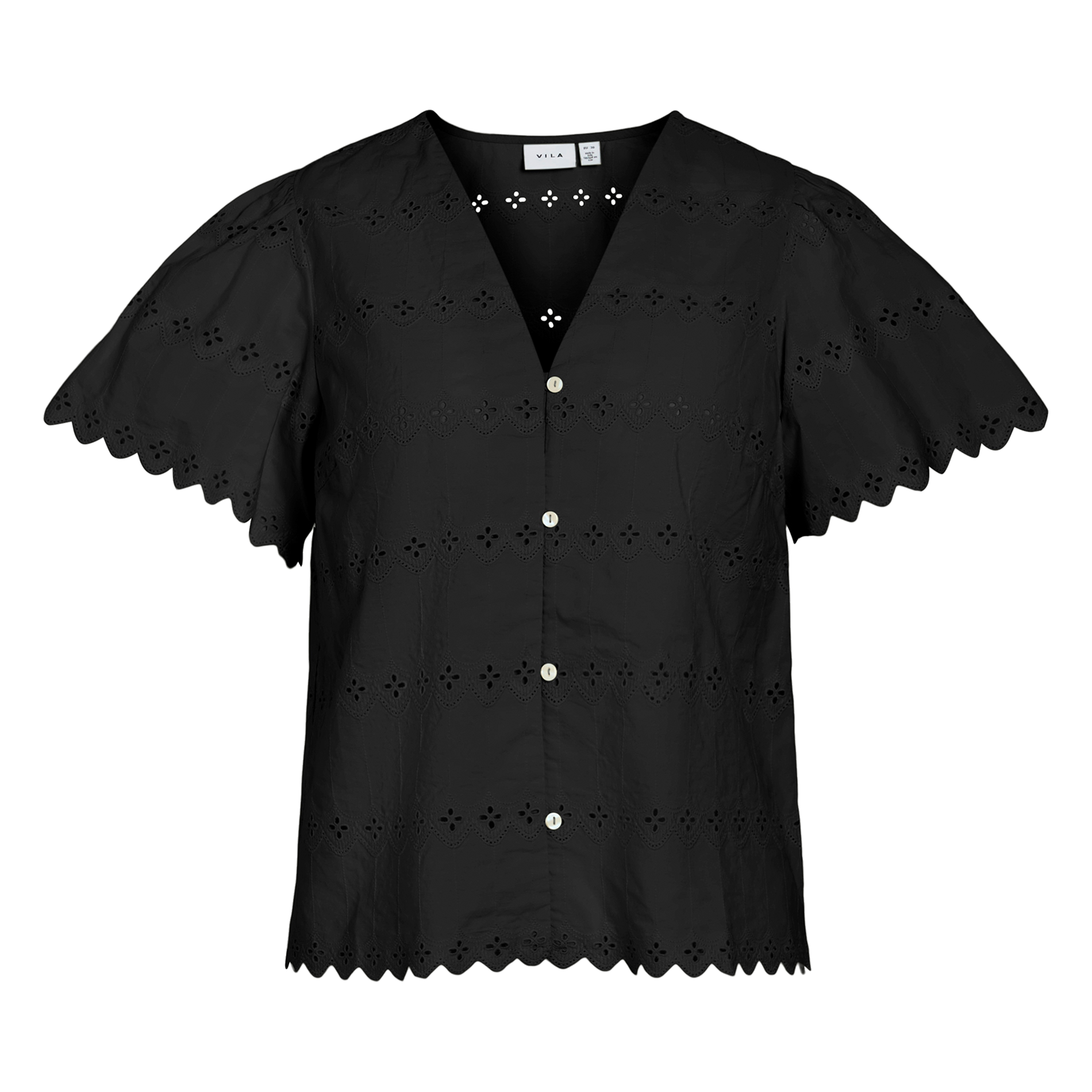 Straight shirt in embroidered organic cotton VILA Black