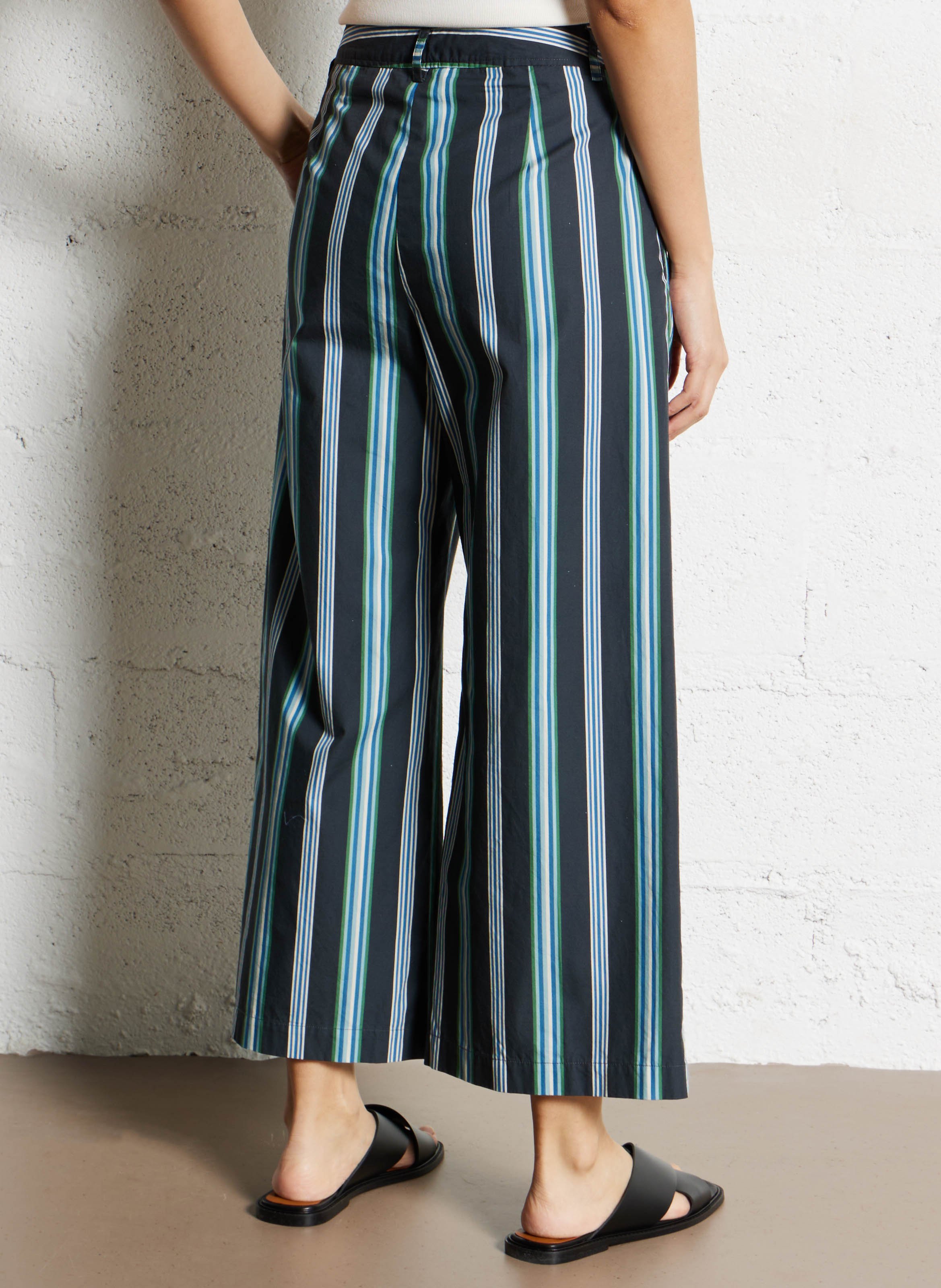 Cotton high-waisted pants DIEGA Blue