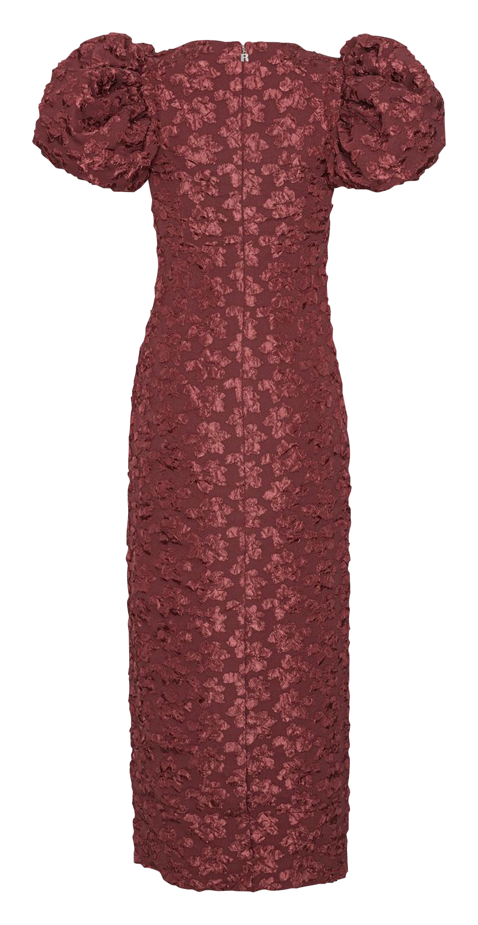 Robe longue col rond en jacquard ROTATE Marron