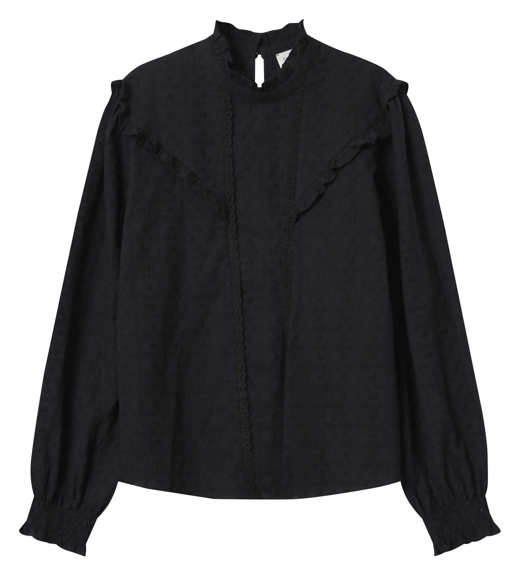 Blouse col victorien en coton GRACE ET MILA Noir