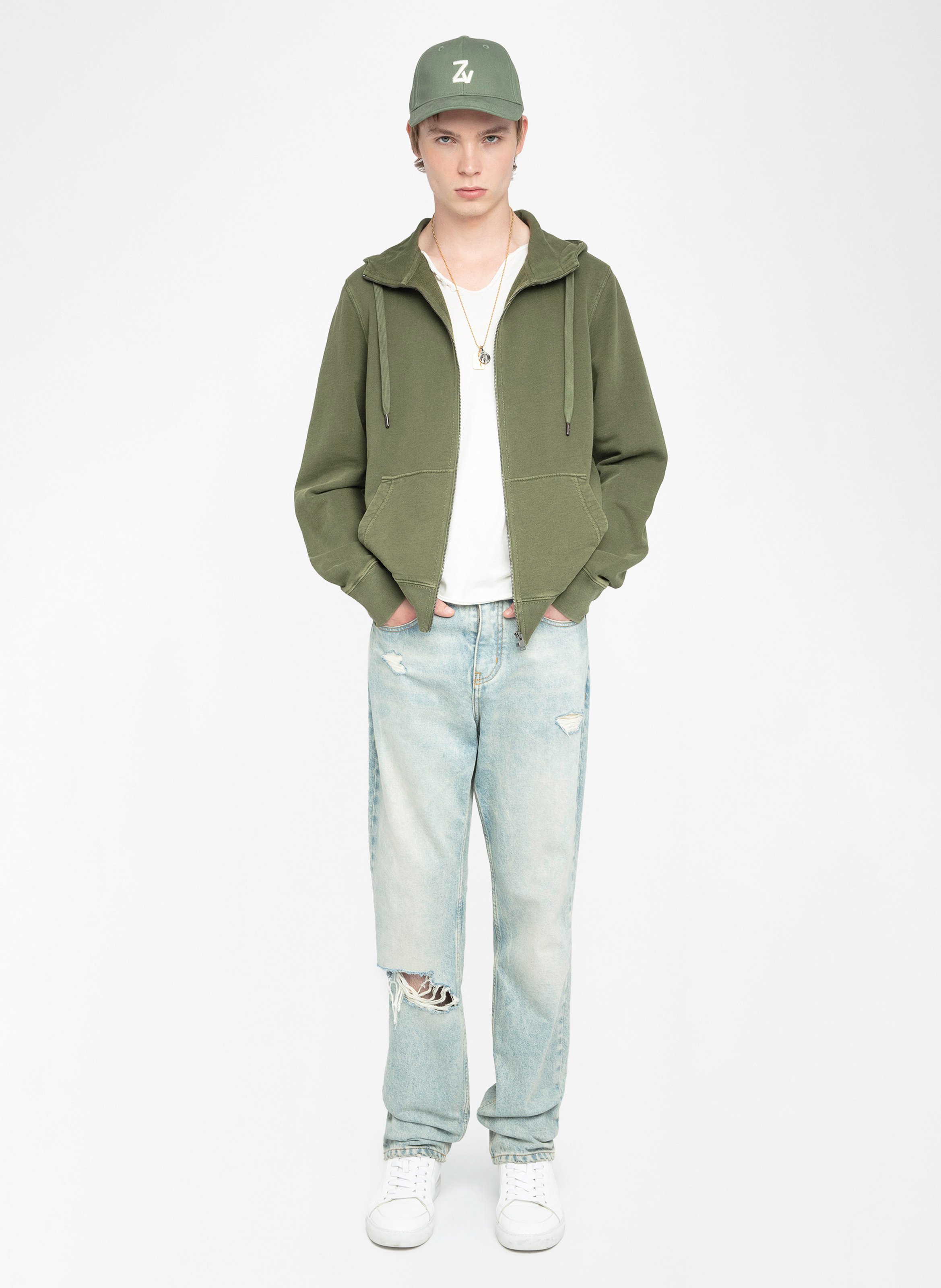 Sweat zippé à capuche ZADIG&amp;VOLTAIRE Vert