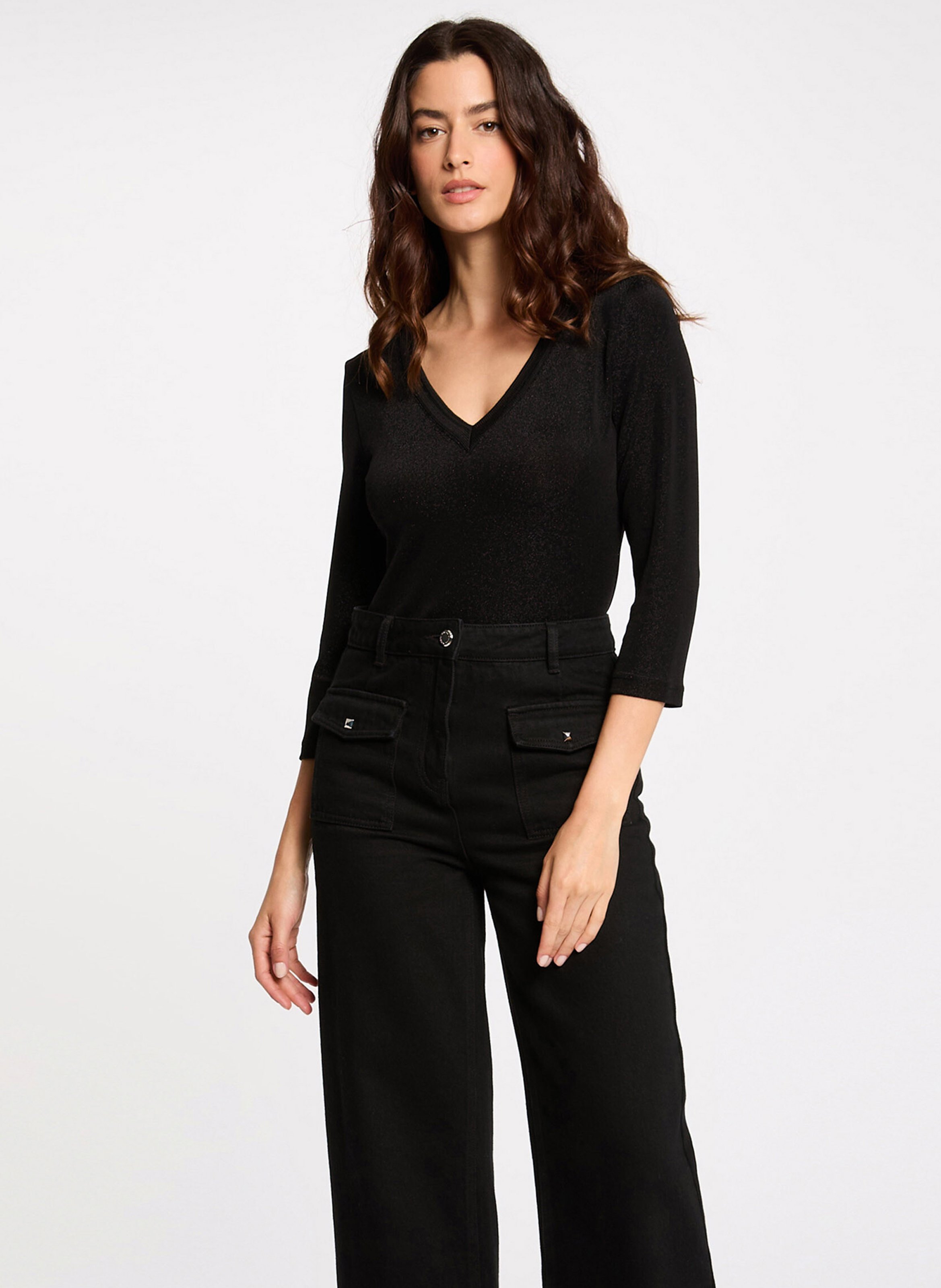 Top col V MORGAN Noir