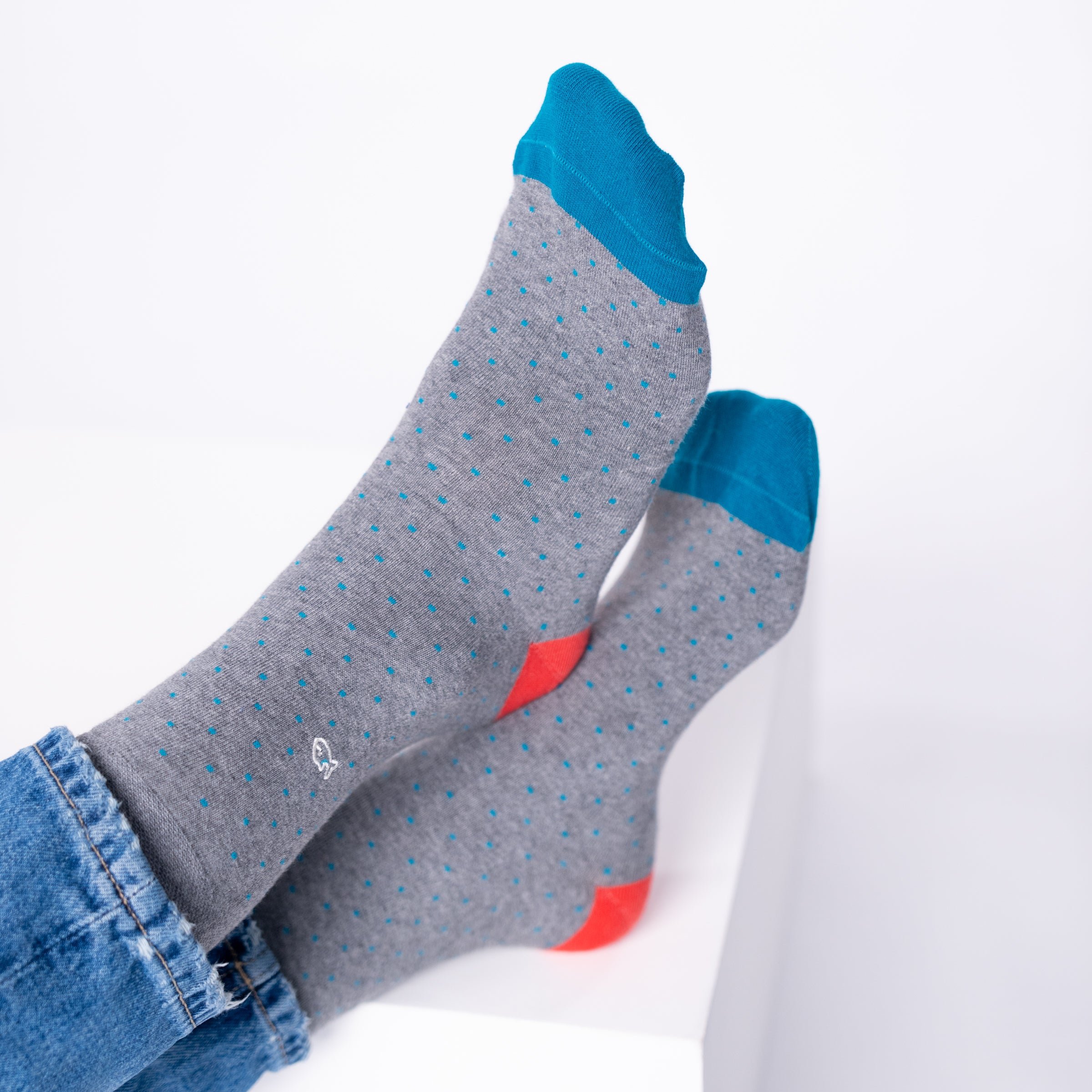 Combed cotton socks with polka dots BILLYBELT Grey