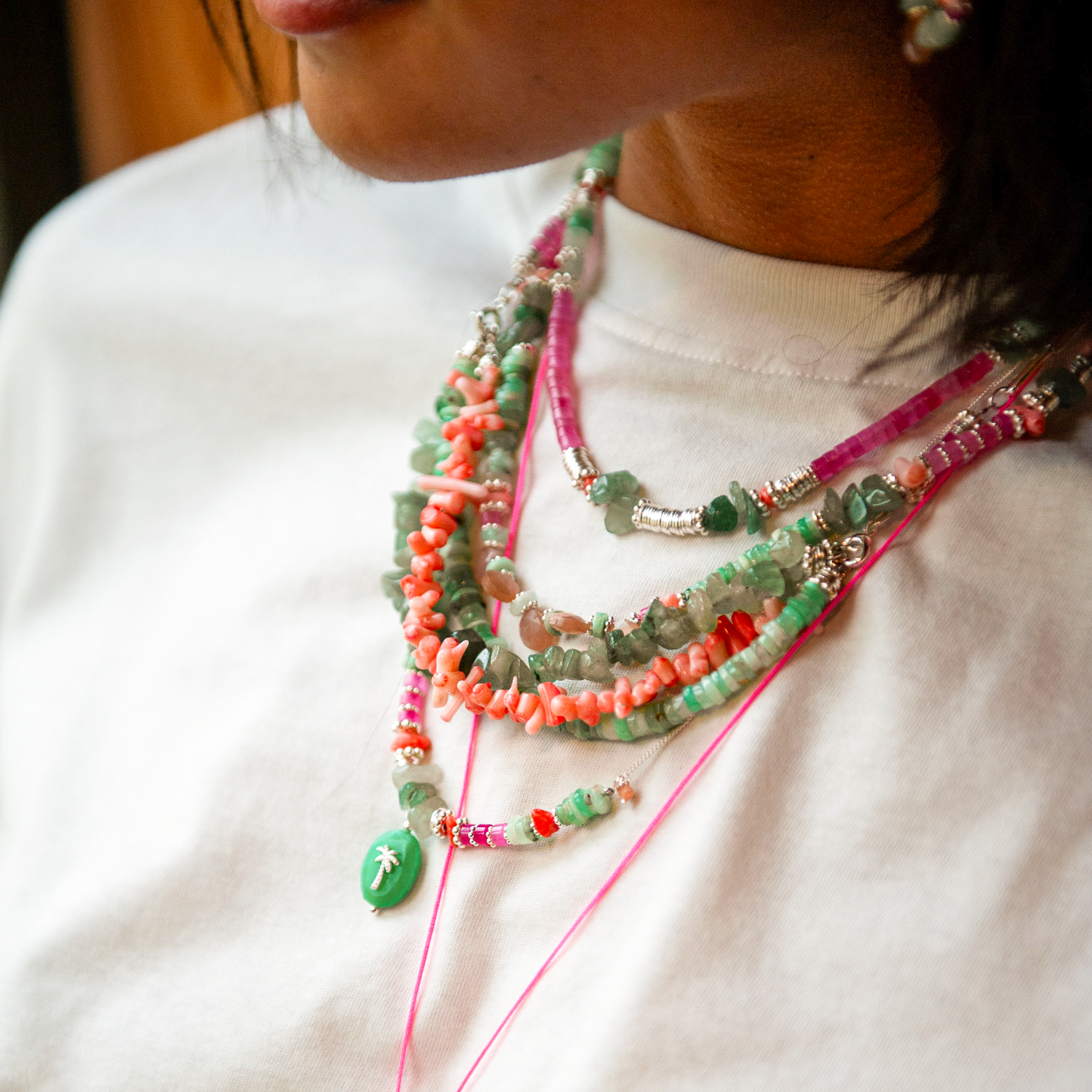 Collier tige heishi palmier - flora L'ATELIER DES DAMES Argent