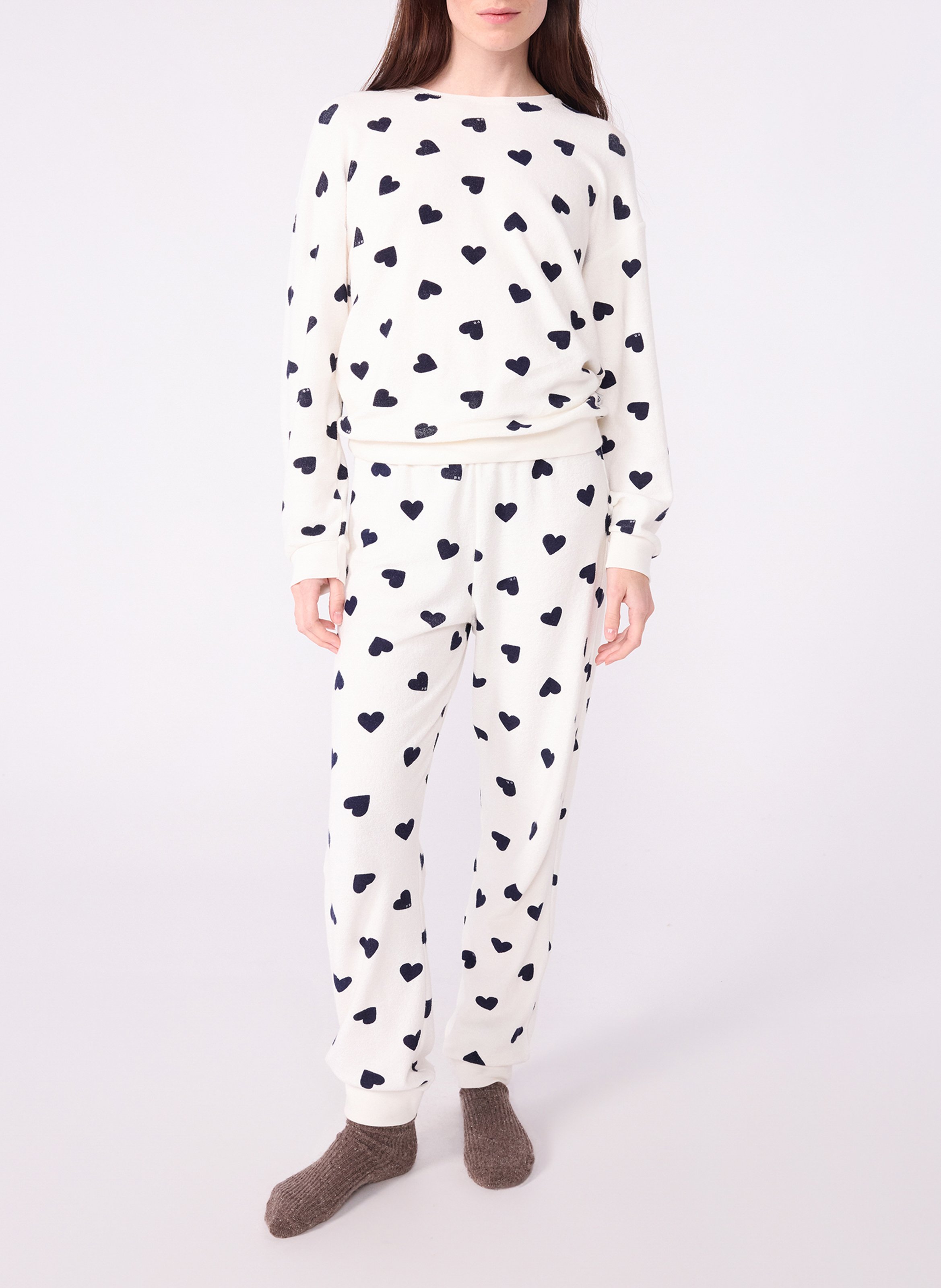 Herz-Muster Pyjama-Set PETIT BATEAU Beige