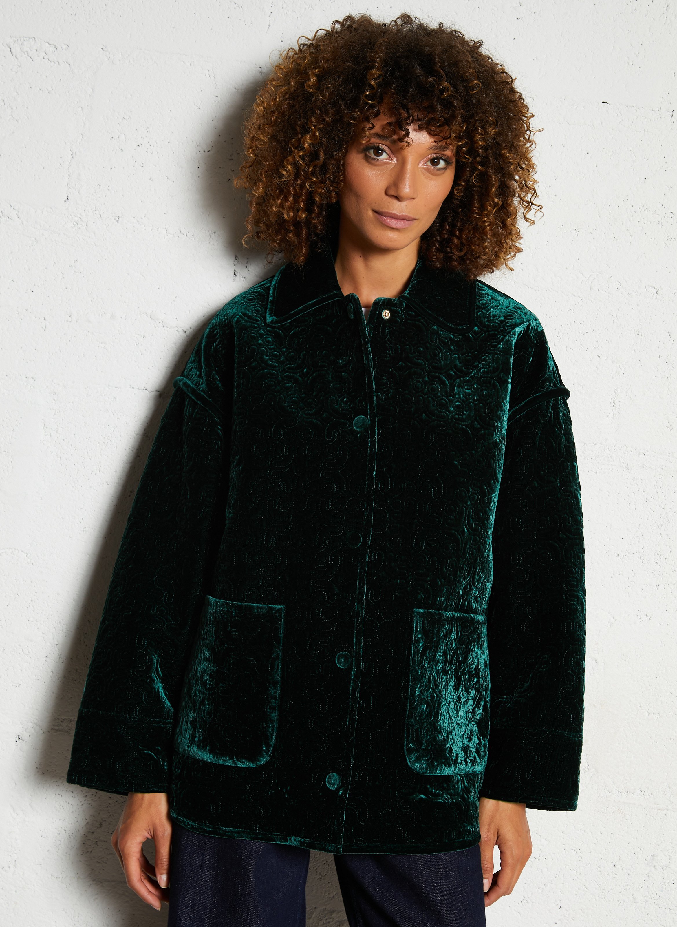 Jas met klassieke kraag MOMONI Groen