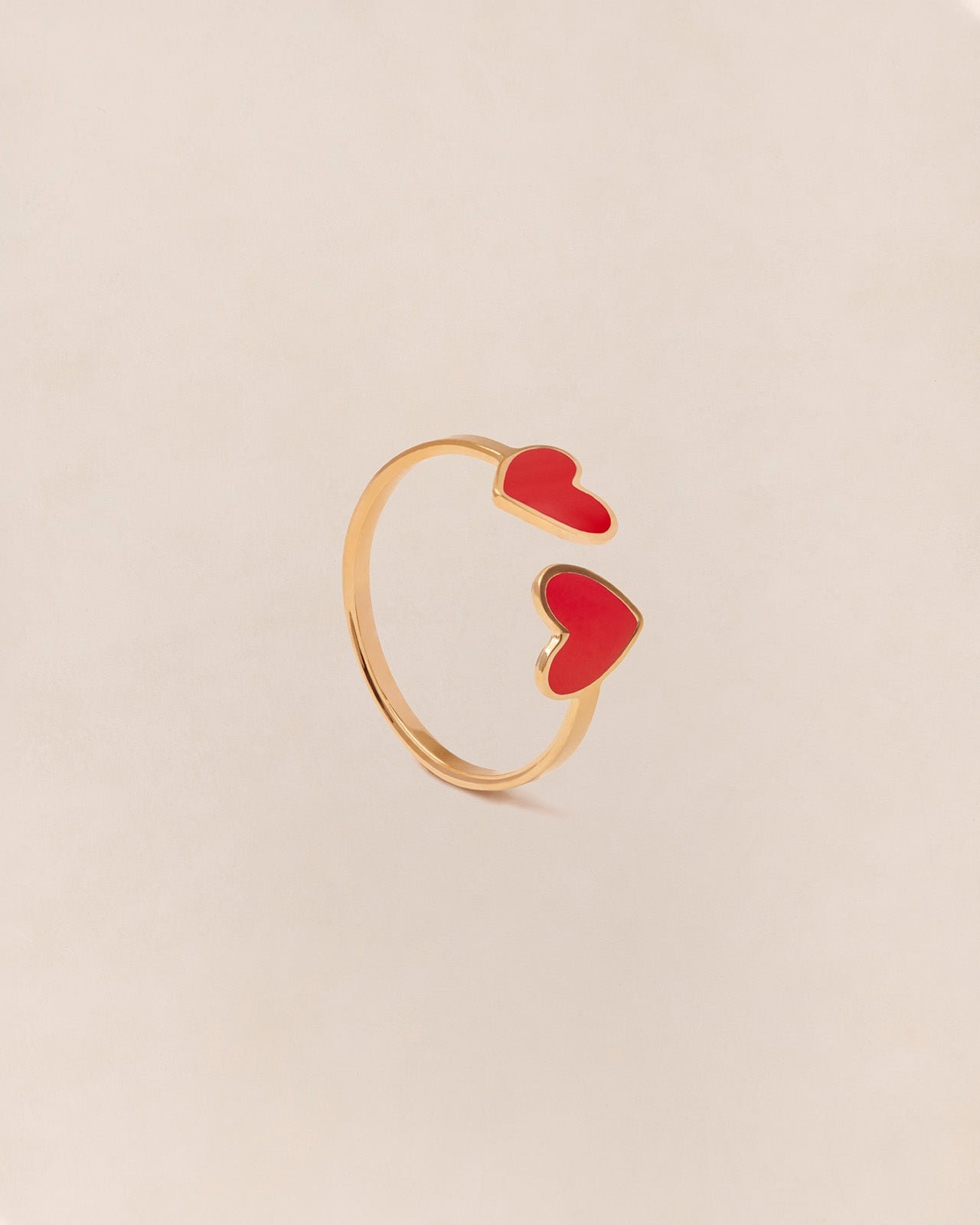 The ring with two colored hearts EMOI EMOI Red