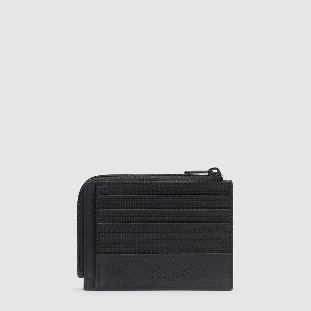 Zippered wallet with credit card slots, document holder, and RFID protection PIQUADRO Black