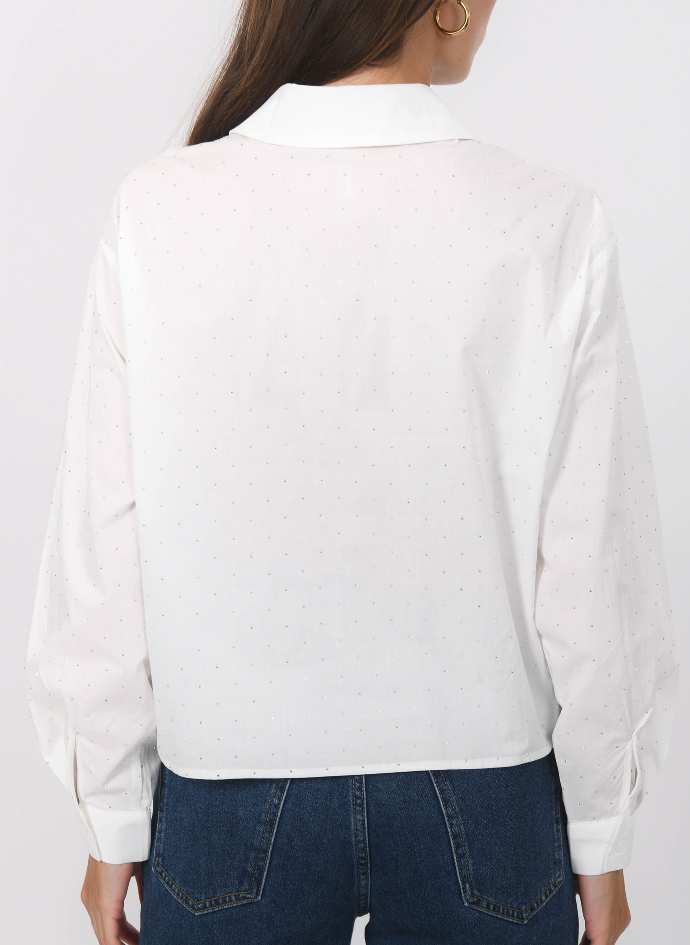 Short straight shirt with rhinestones KOOKAI White