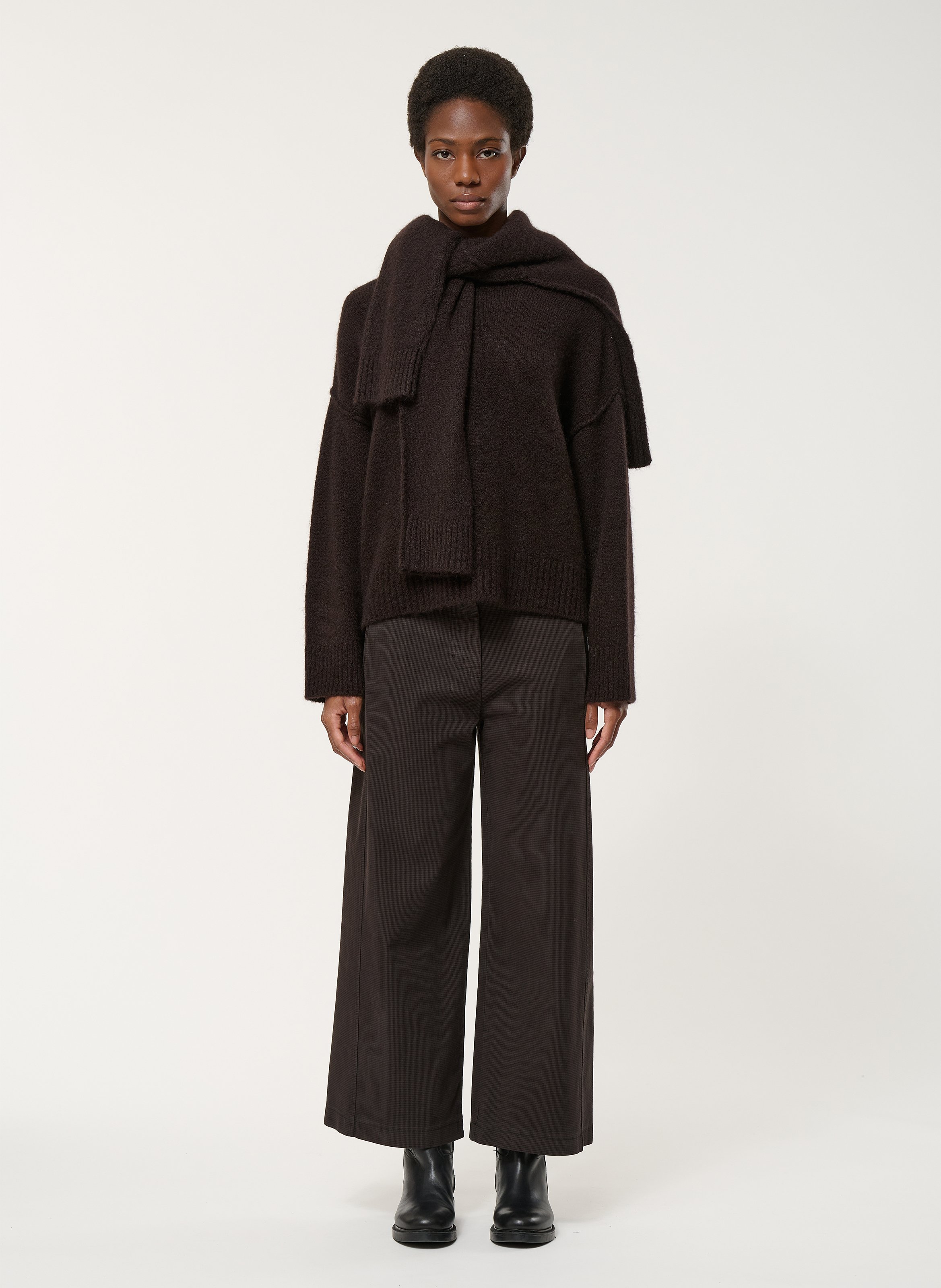 Pull col rond  HUMILITY Marron