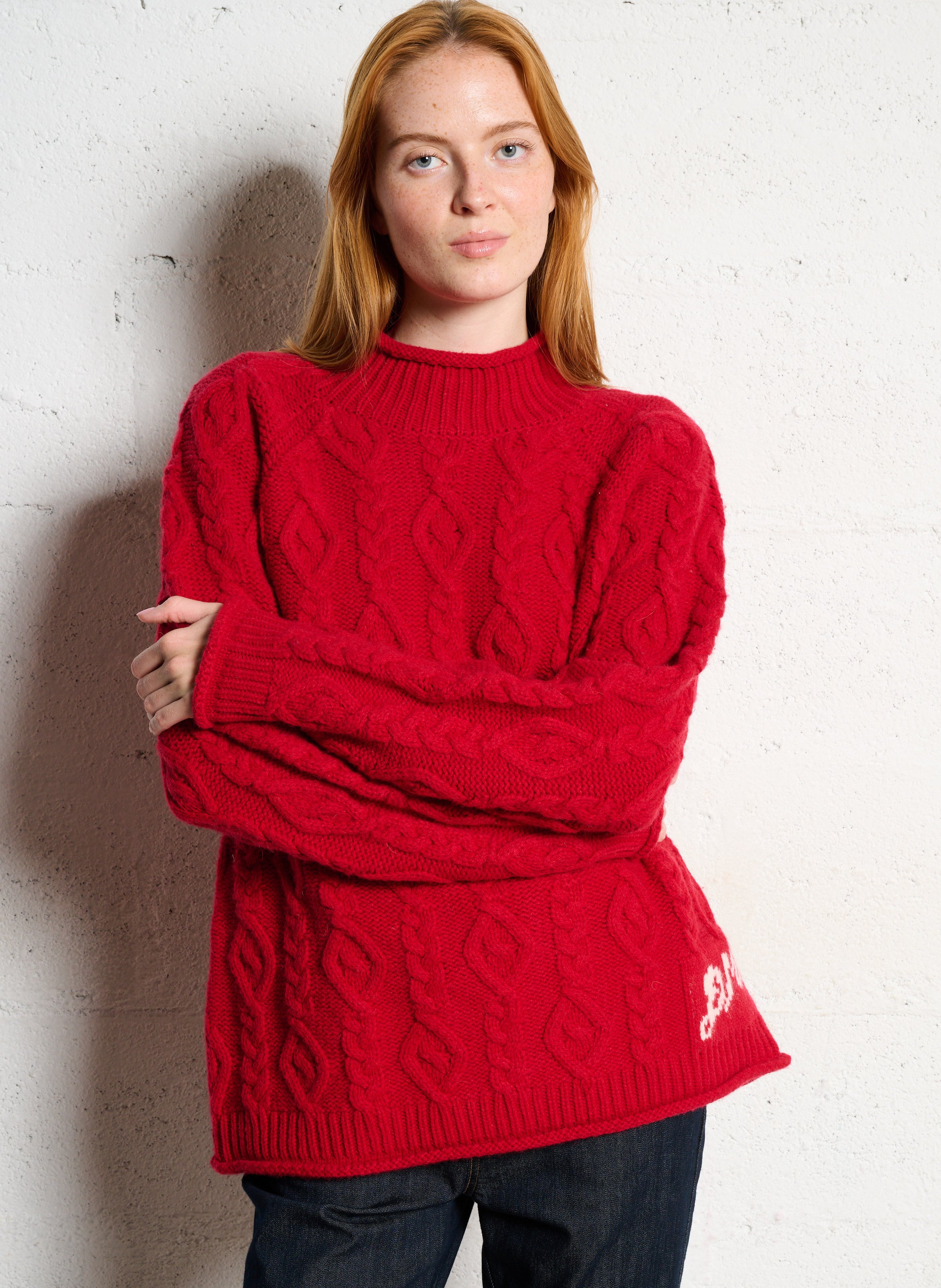 Abidjan wool round-neck sweater DAMSON MADDER Red