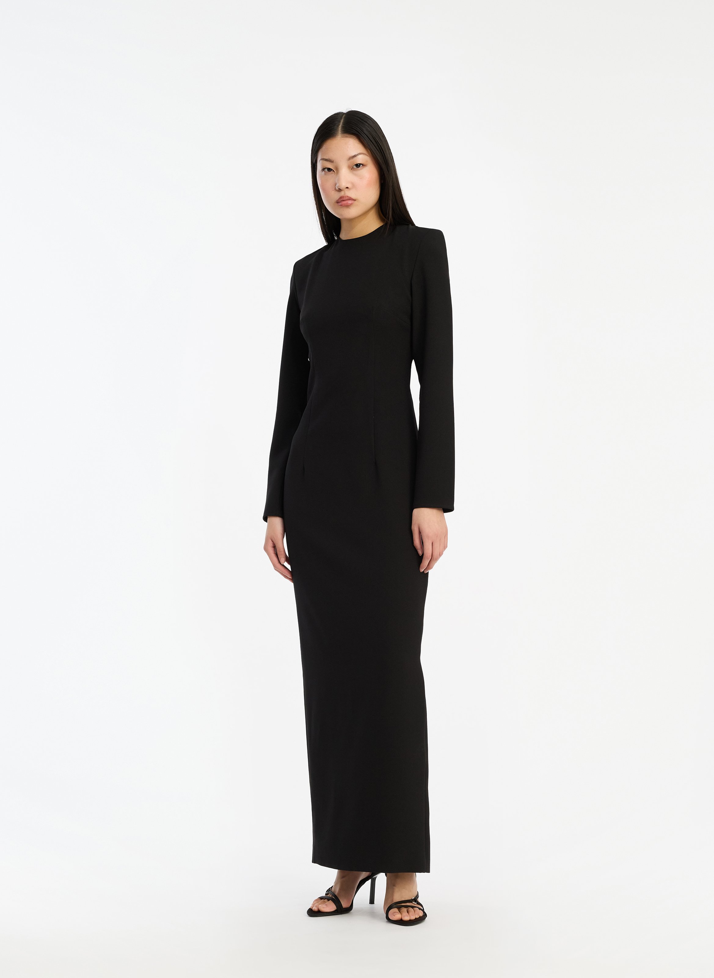 Fitted backless long dress ROTATE Black