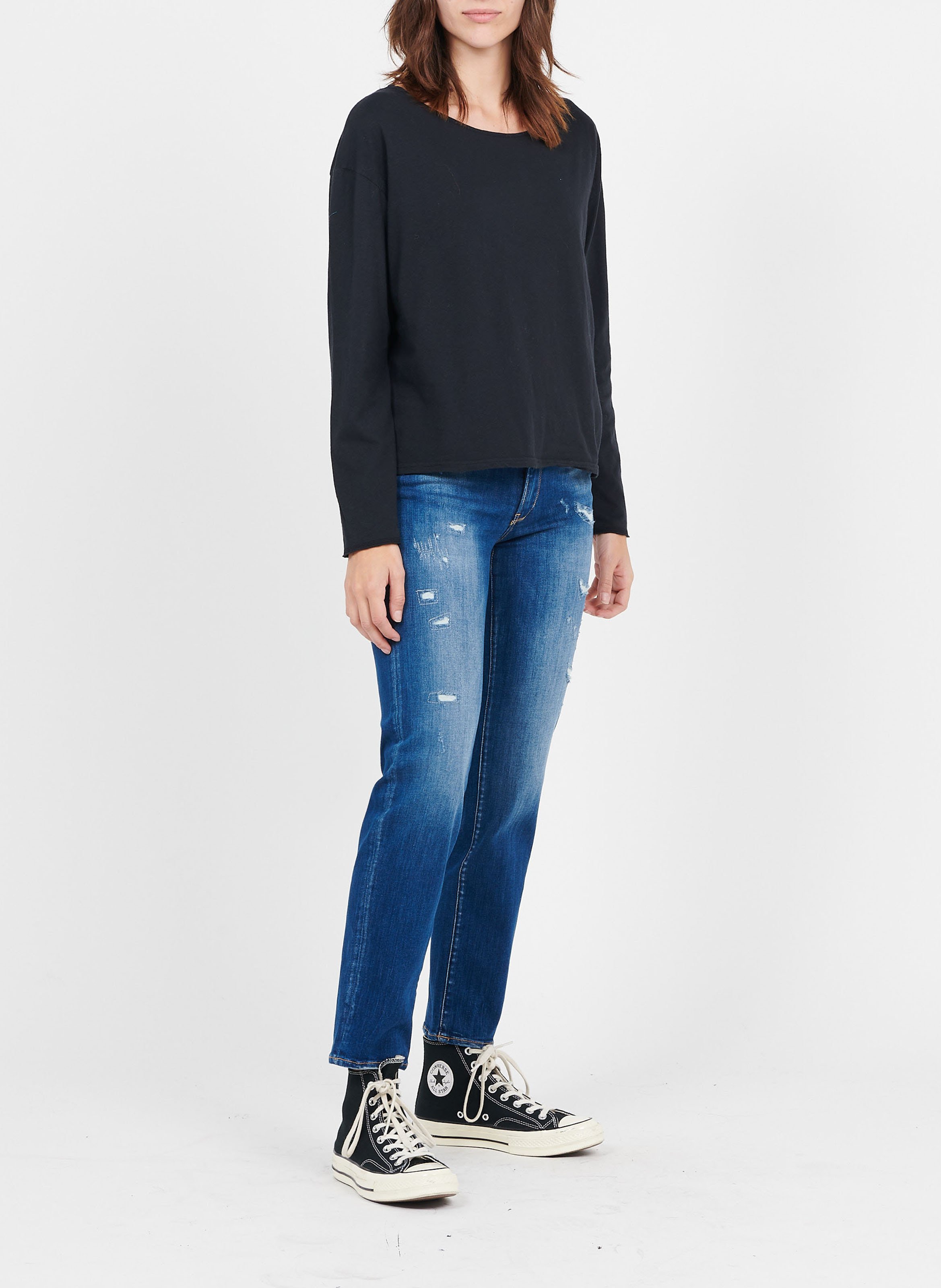 Tee-shirt ample à col bateau en coton  AMERICAN VINTAGE Noir