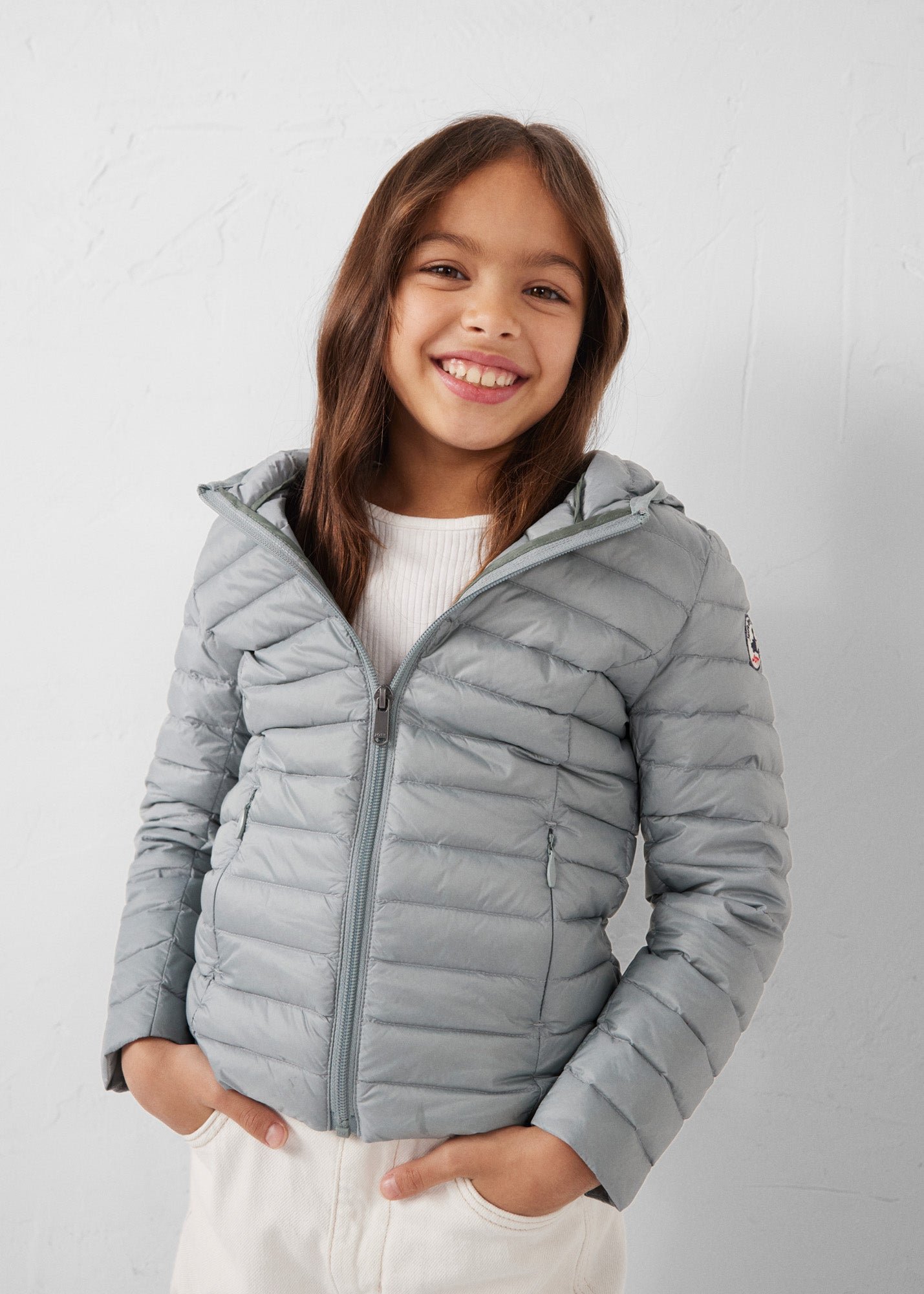 Carla lightweight hooded children's down jacket JOTT Grey