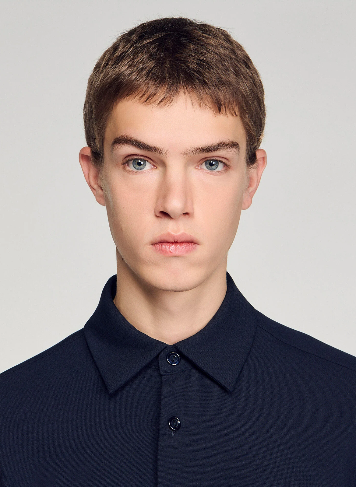 Solid Straight Shirt with Pockets SANDRO Blue