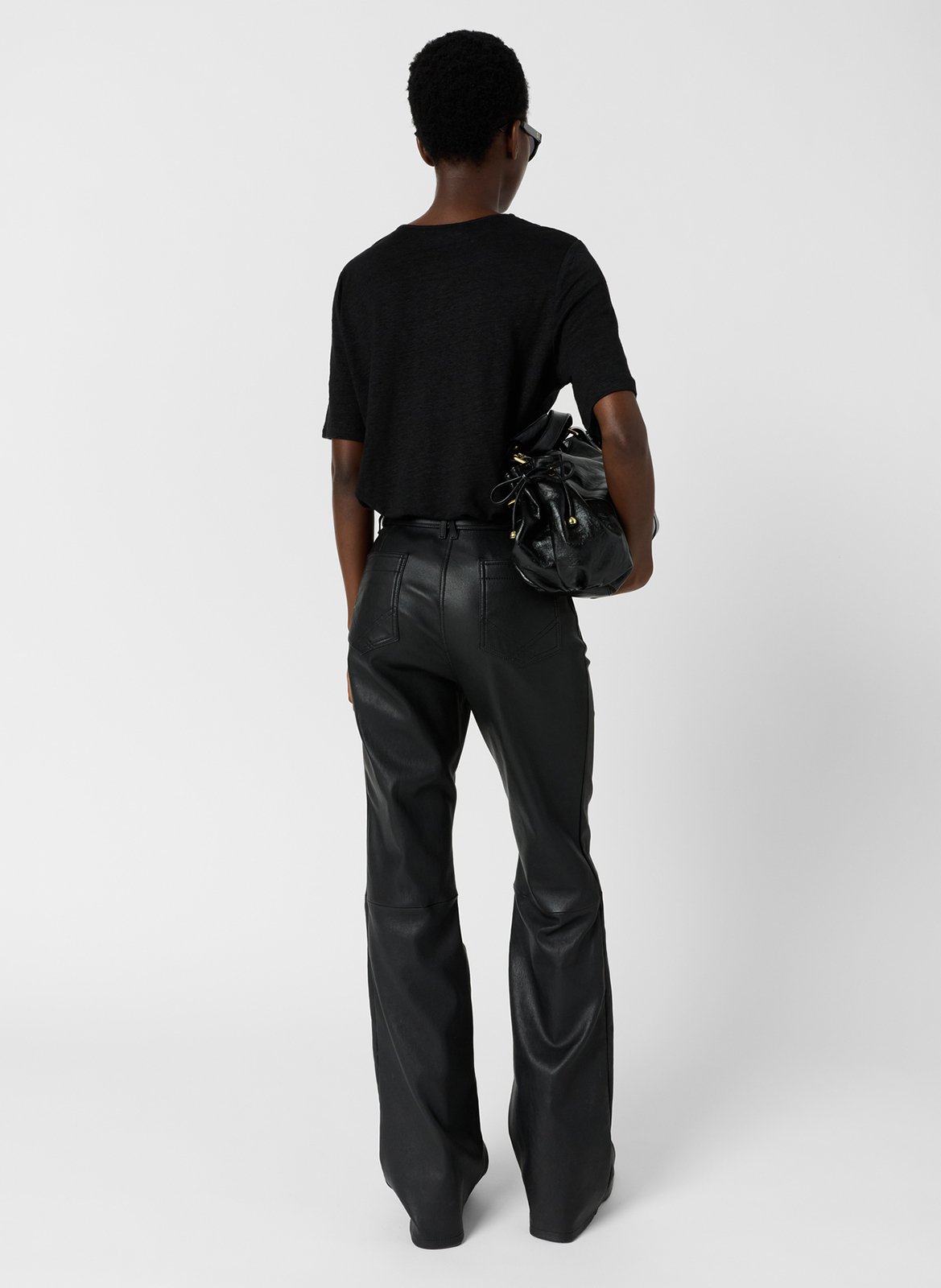 Leinen-T-Shirt mit V-Ausschnitt und Spitze GERARD DAREL Schwarz