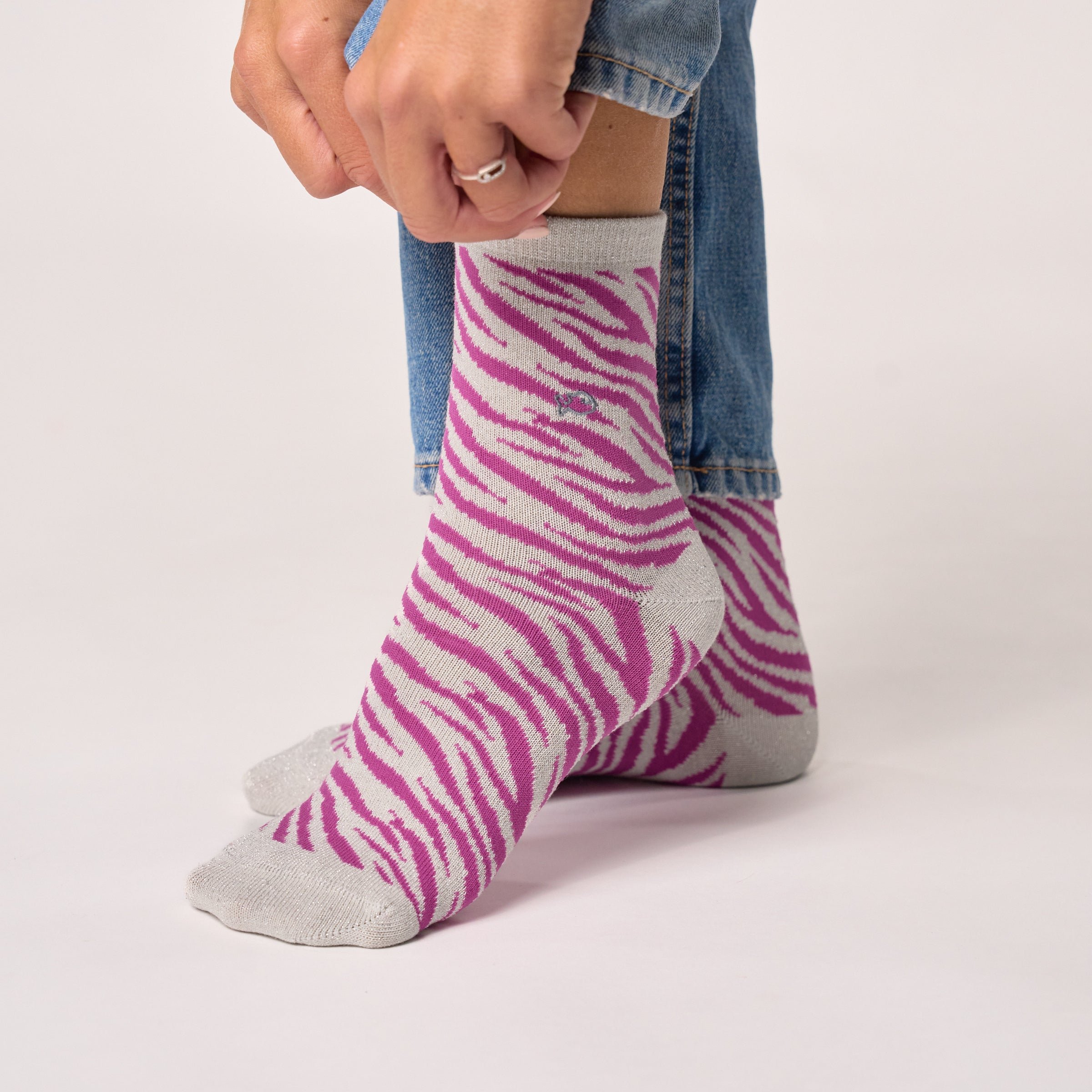 Combed Cotton Zebra Socks BILLYBELT Purple