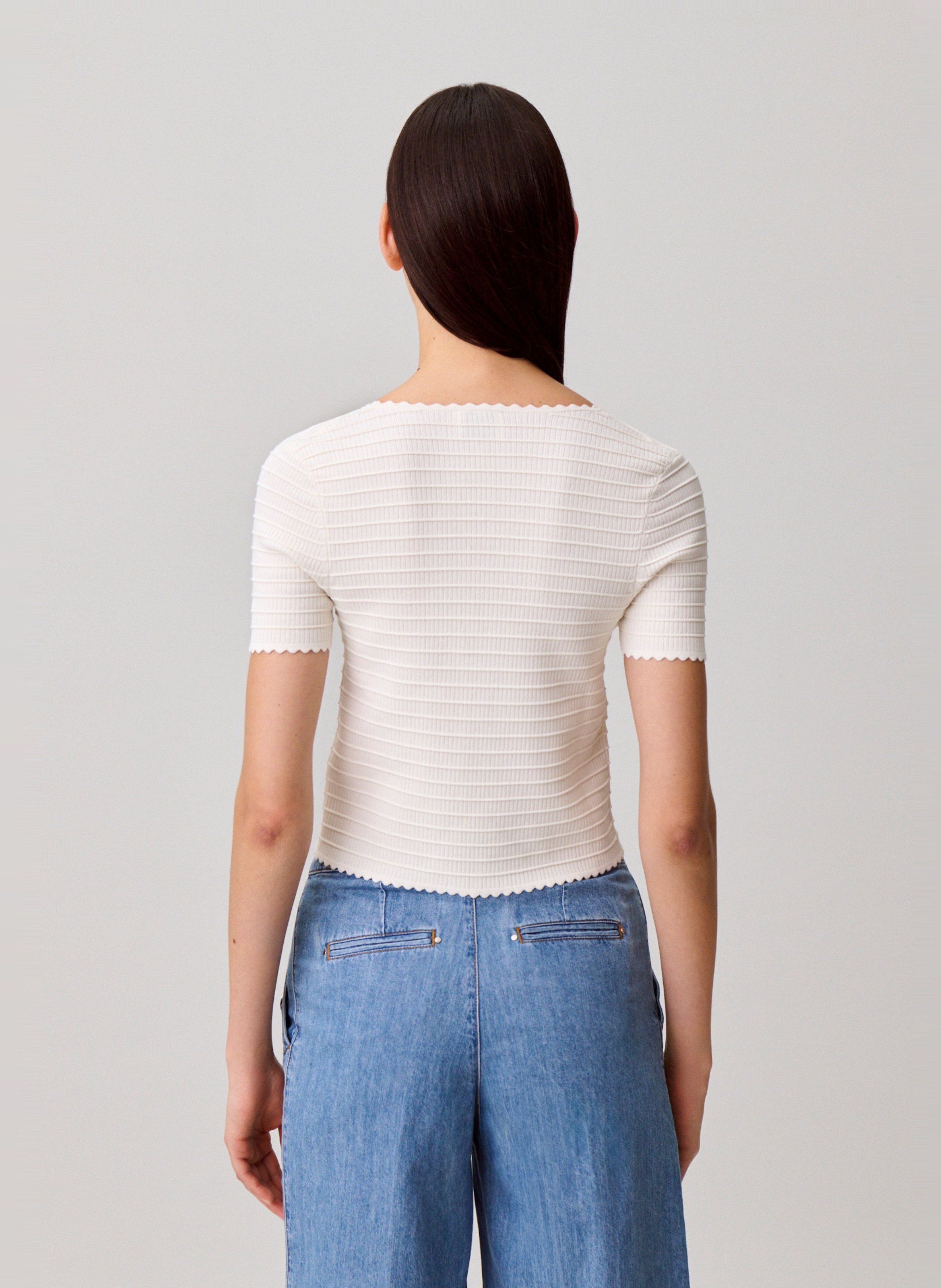 Straight round-neck knit sweater CLAUDIE PIERLOT Beige