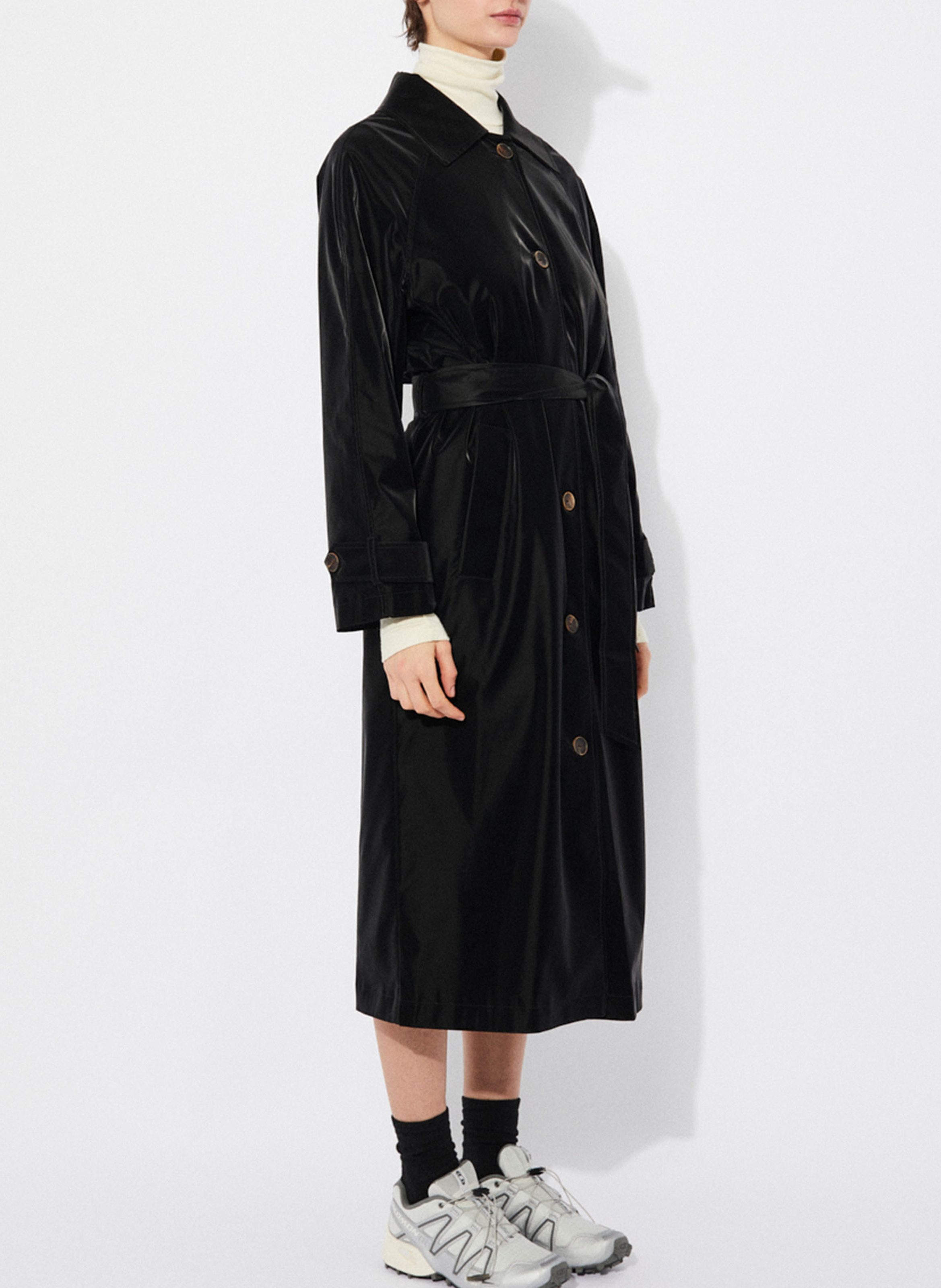 Long velvet trench coat RITA ROW Black