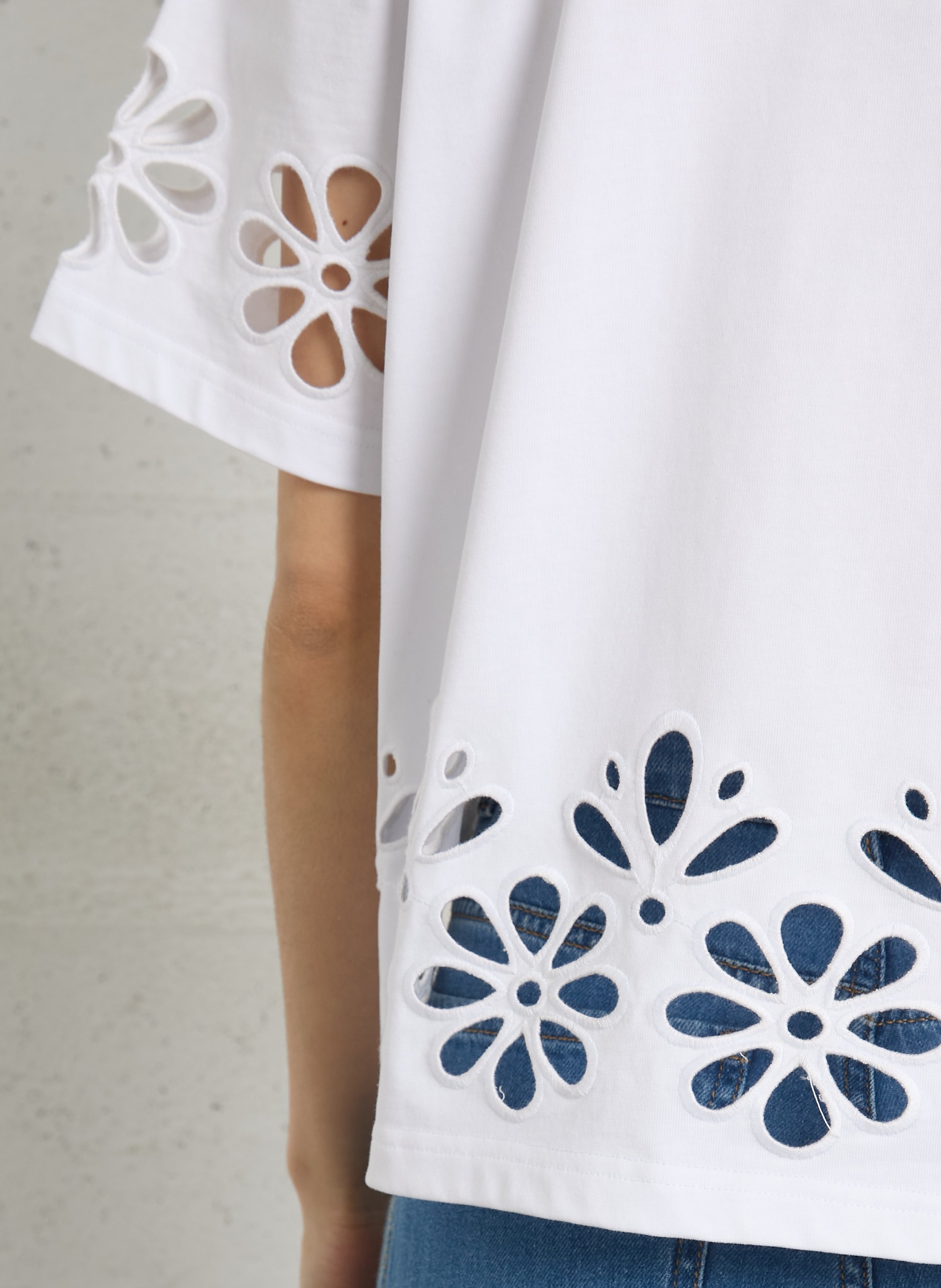 Oversized, katoenen T-shirt met ronde hals BERENICE Wit