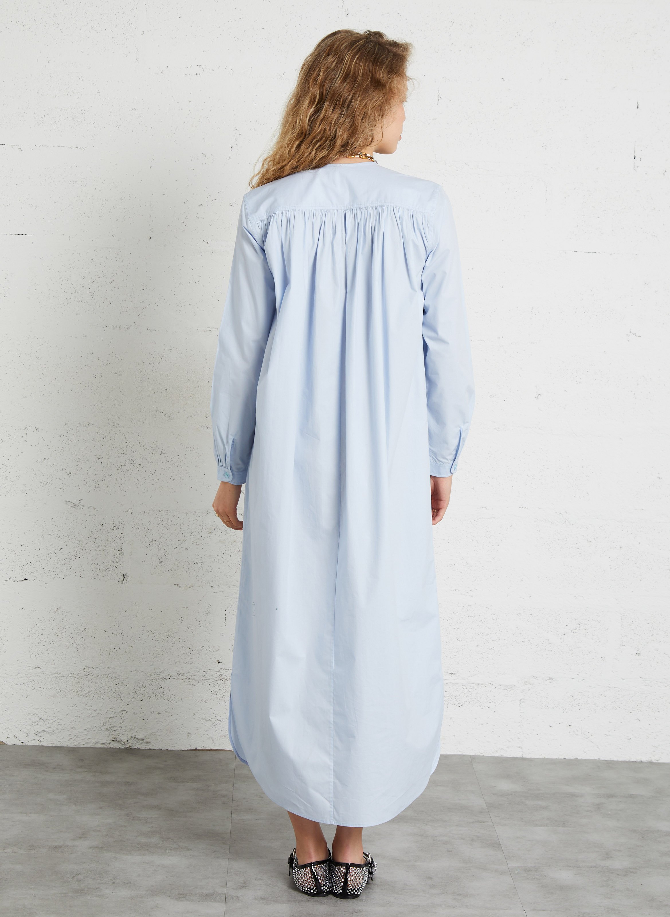 Solid straight buttoned long dress LAURENCE BRAS Blue