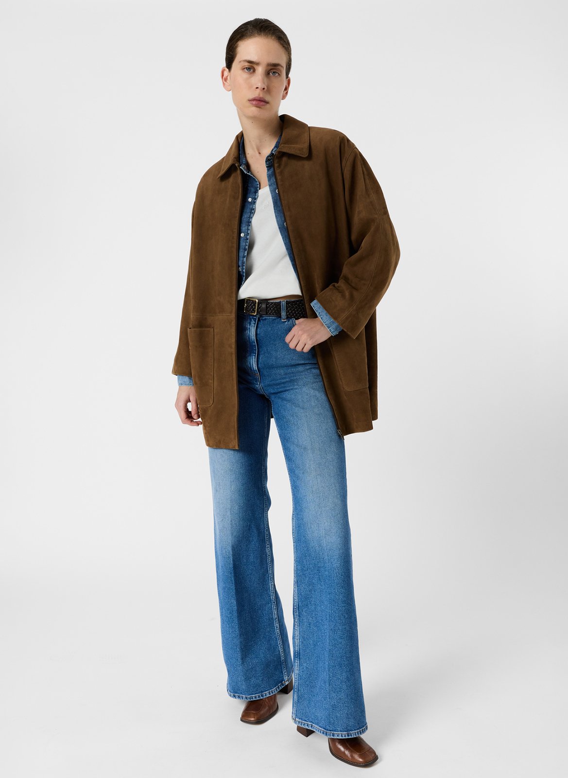 Long leather jacket GERARD DAREL Brown