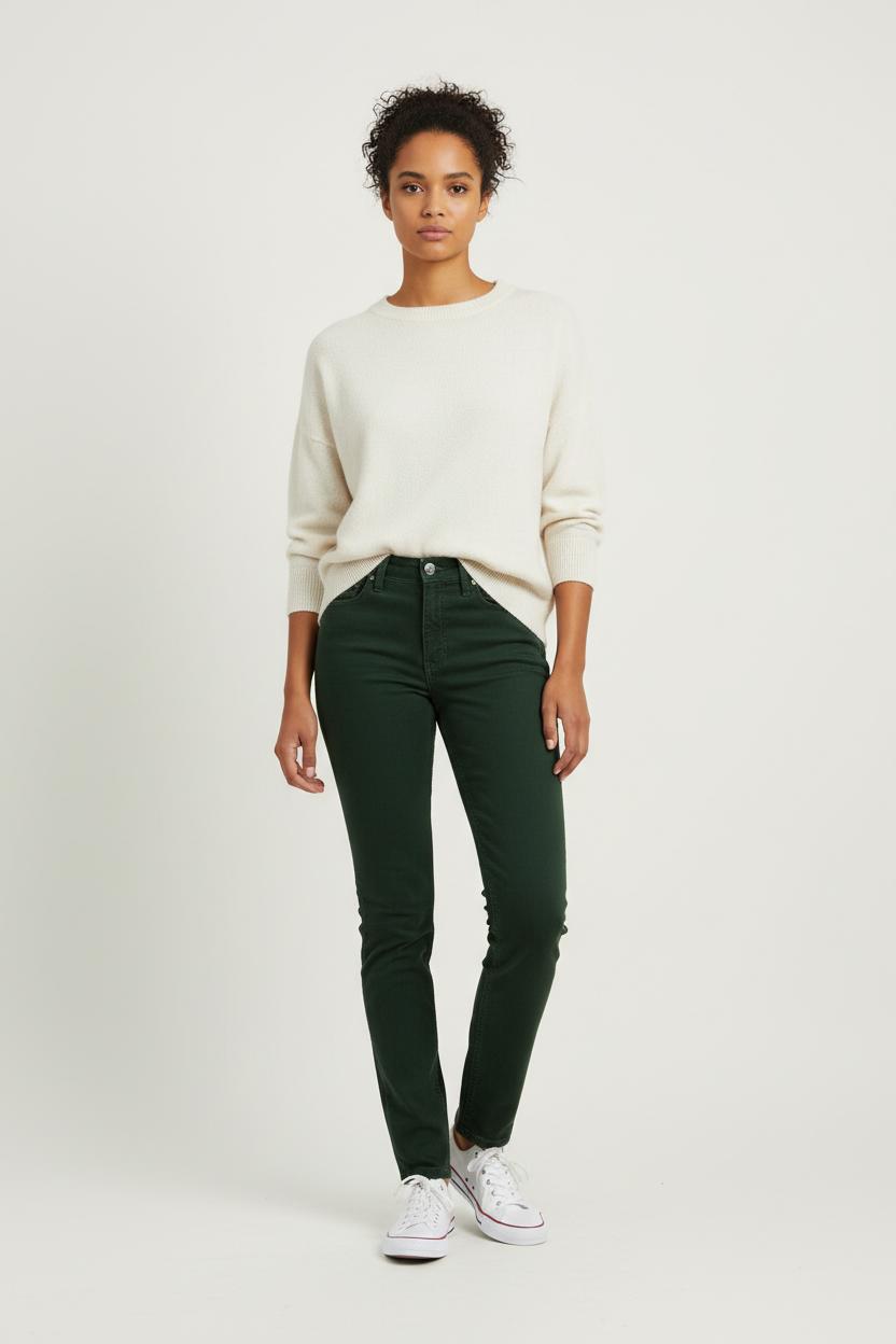 Cropped slim jeans with studs ACNE STUDIOS - Seconde Main Green